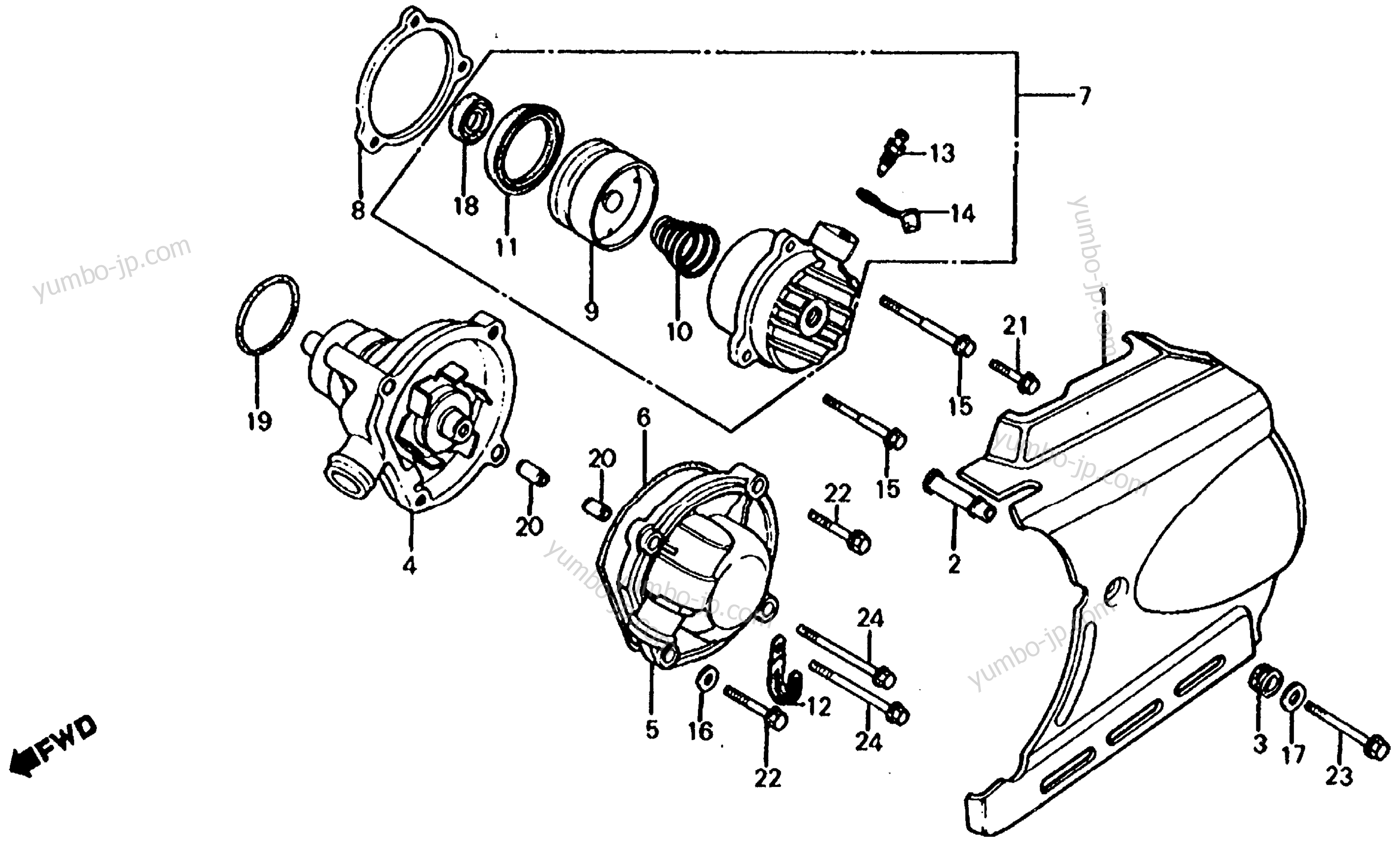 REAR COVER / WATER PUMP for motorcycles HONDA VF750S A 1983 year