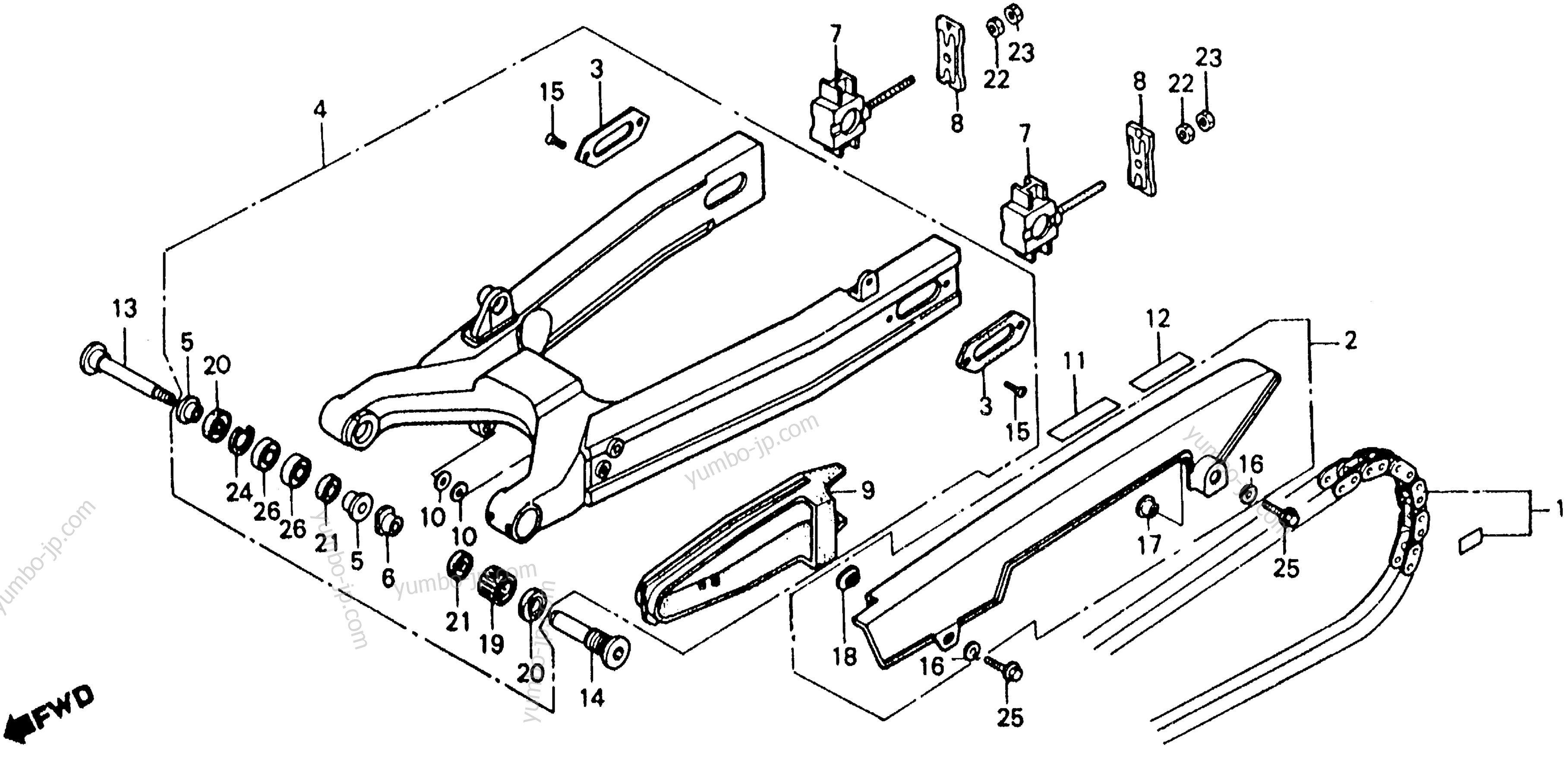 SWINGARM / CHAIN GUARD для мотоциклов HONDA VFR750F A 1986 г.