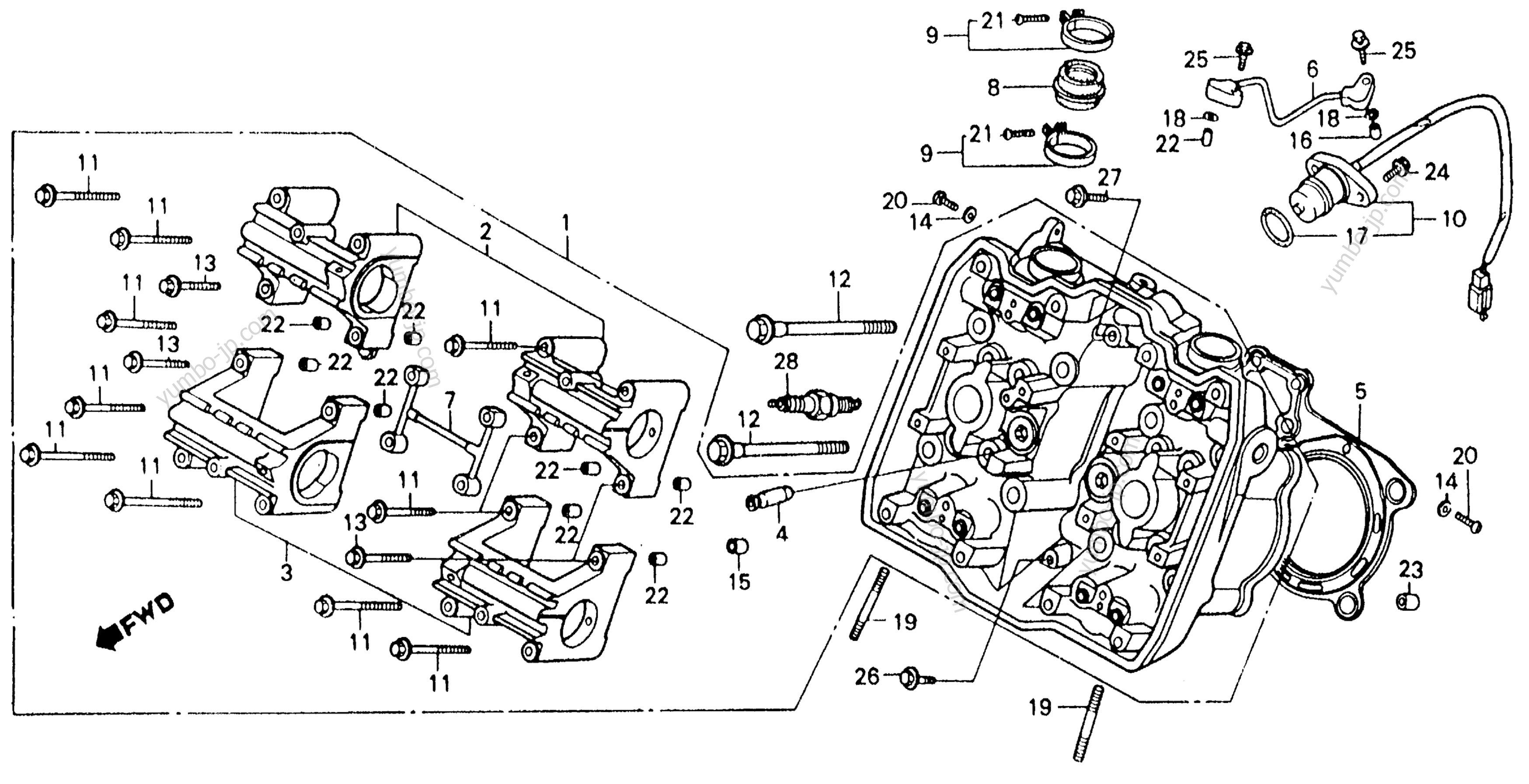 FRONT CYLINDER HEAD для мотоциклов HONDA VFR750F A 1986 г.