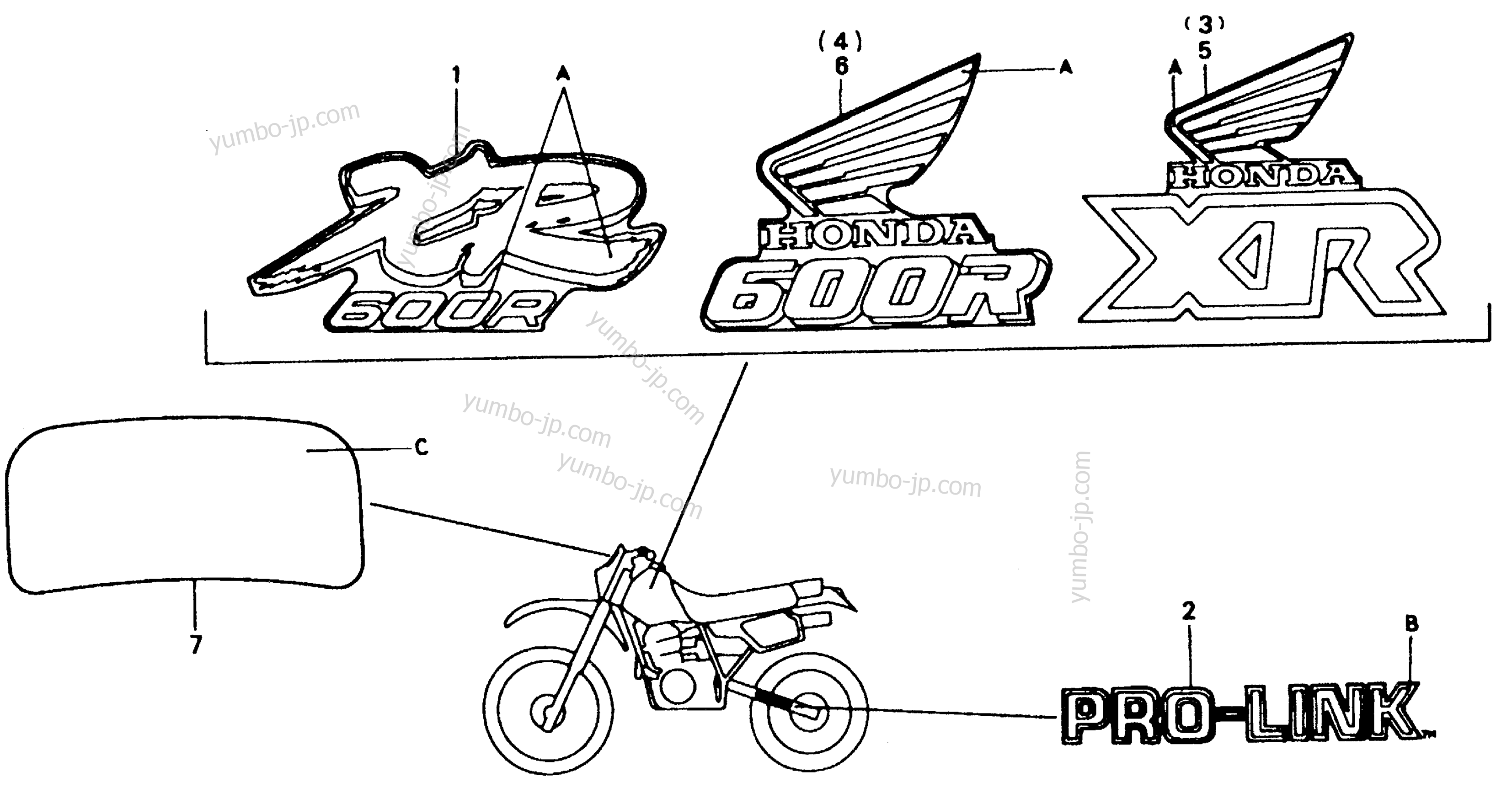 MARK for motorcycles HONDA XR600R A 1990 year