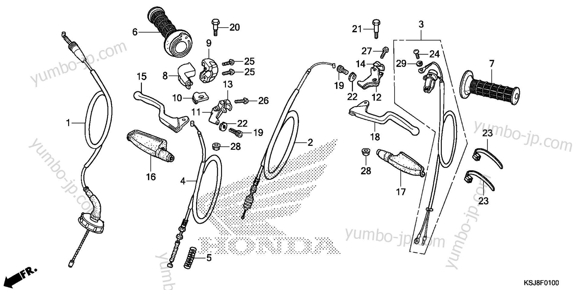 HANDLE LEVER / CABLE for motorcycles HONDA CRF100F AC 2013 year