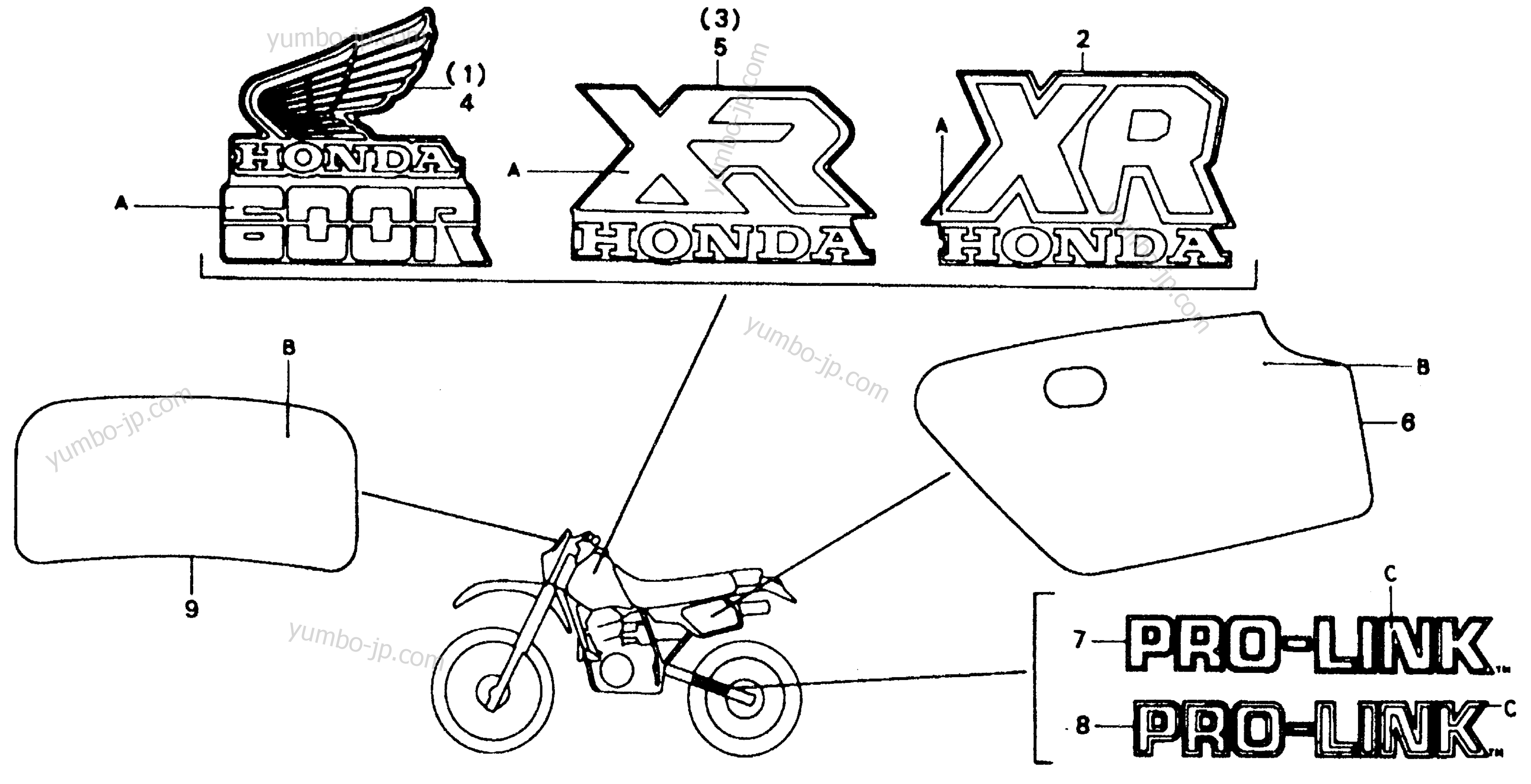 MARK for motorcycles HONDA XR600R A 1985 year