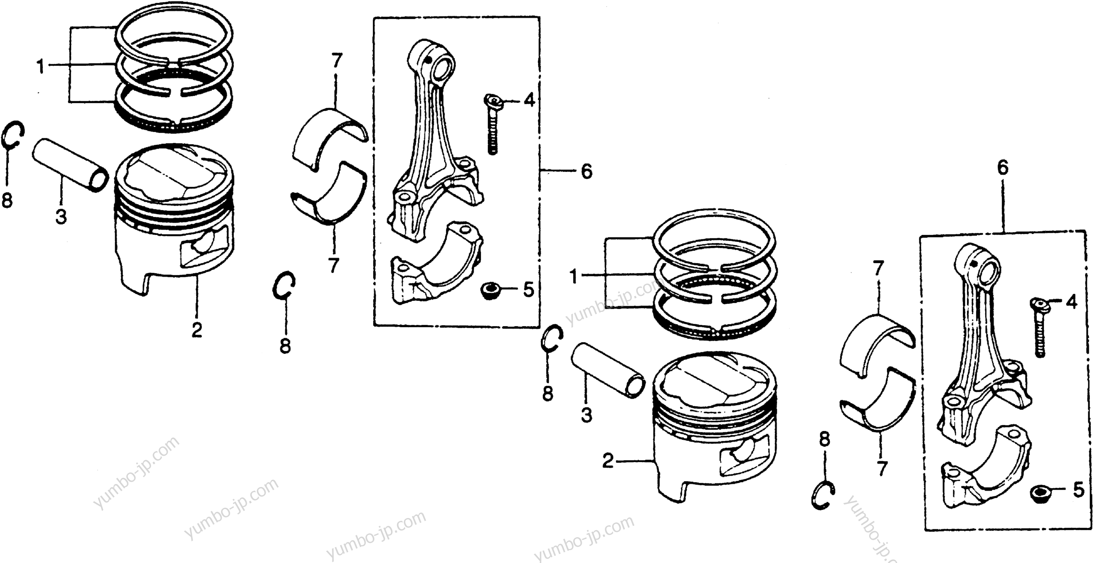 PISTON / CONNECTING ROD for motorcycles HONDA CB400TII A 1979 year