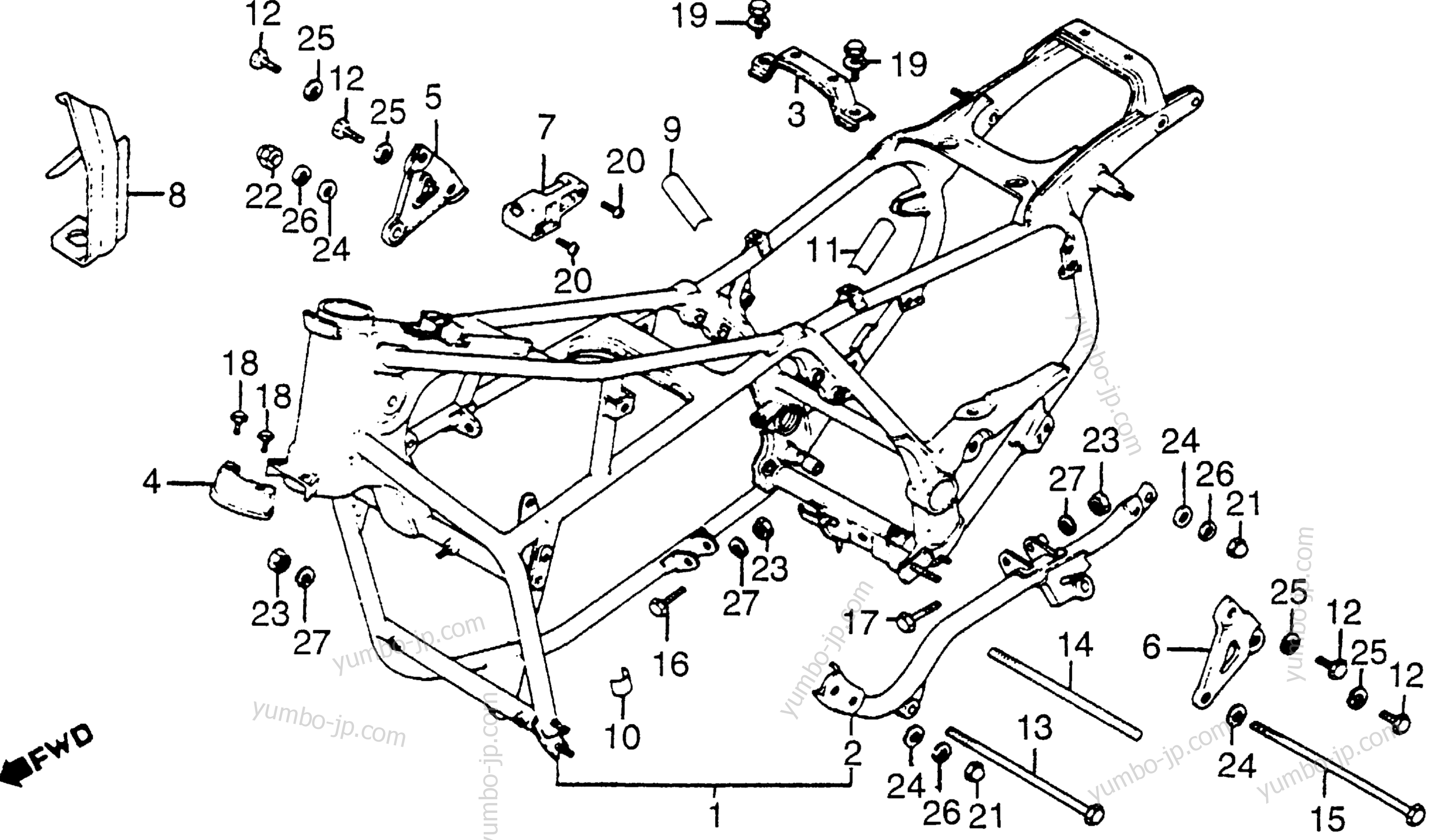 FRAME for motorcycles HONDA GL1100I A 1983 year