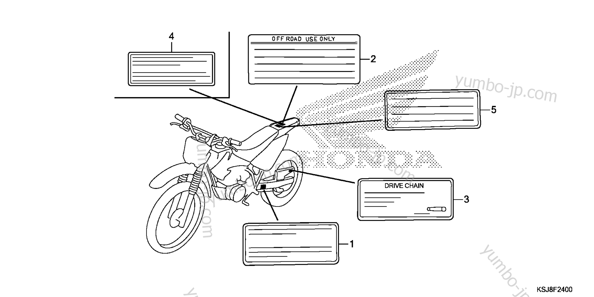CAUTION LABEL для мотоциклов HONDA CRF100F AC 2013 г.