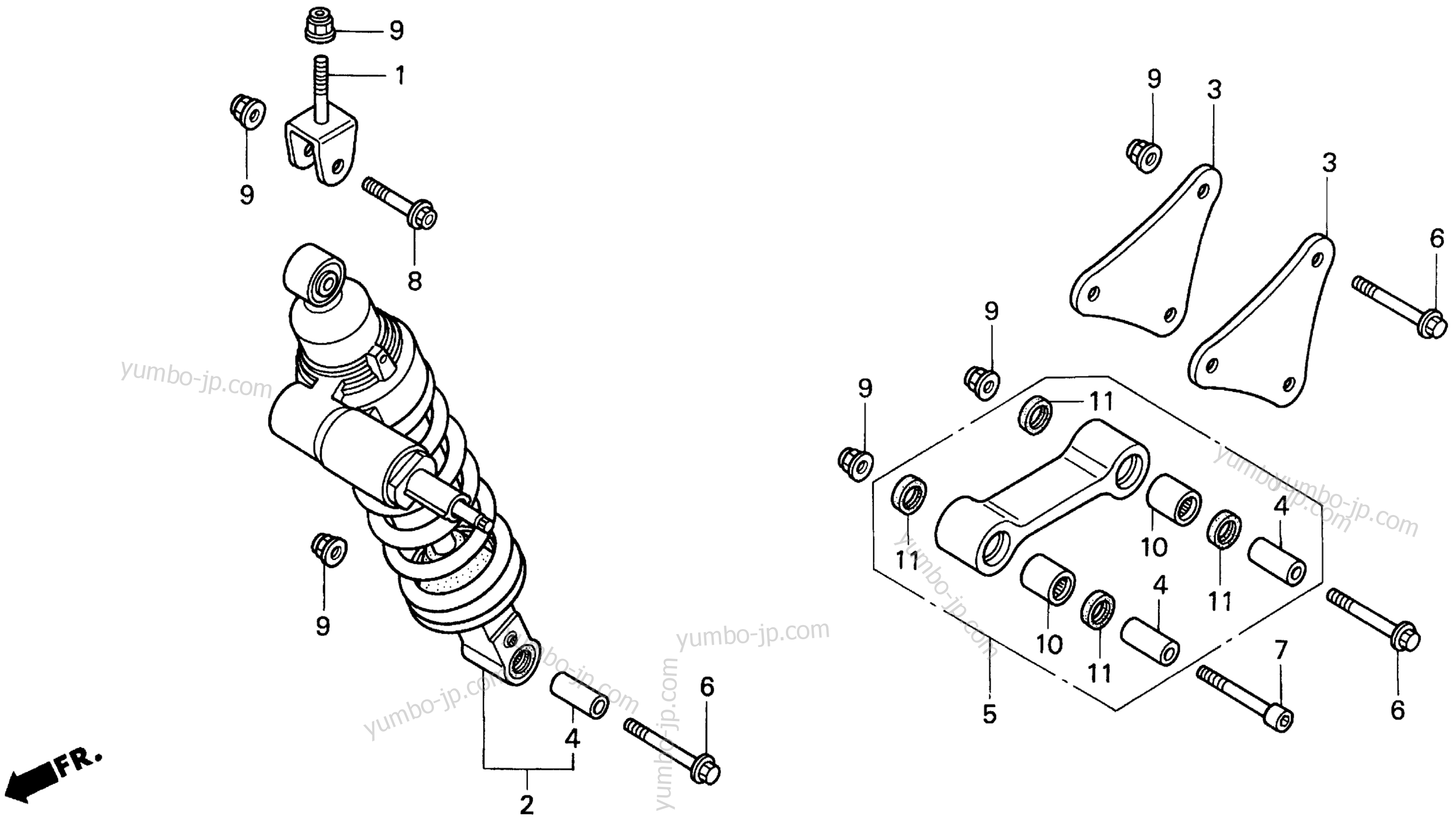 REAR SHOCK ABSORBER for motorcycles HONDA VFR750F A 1994 year