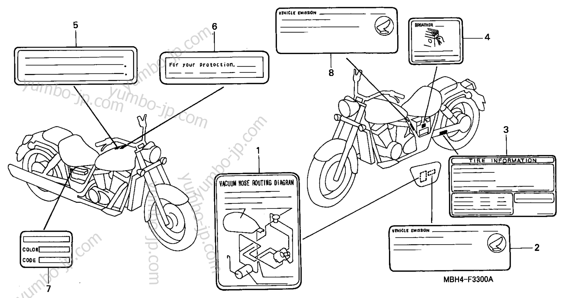 CAUTION LABEL для мотоциклов HONDA VT1100C3 AC 2000 г.