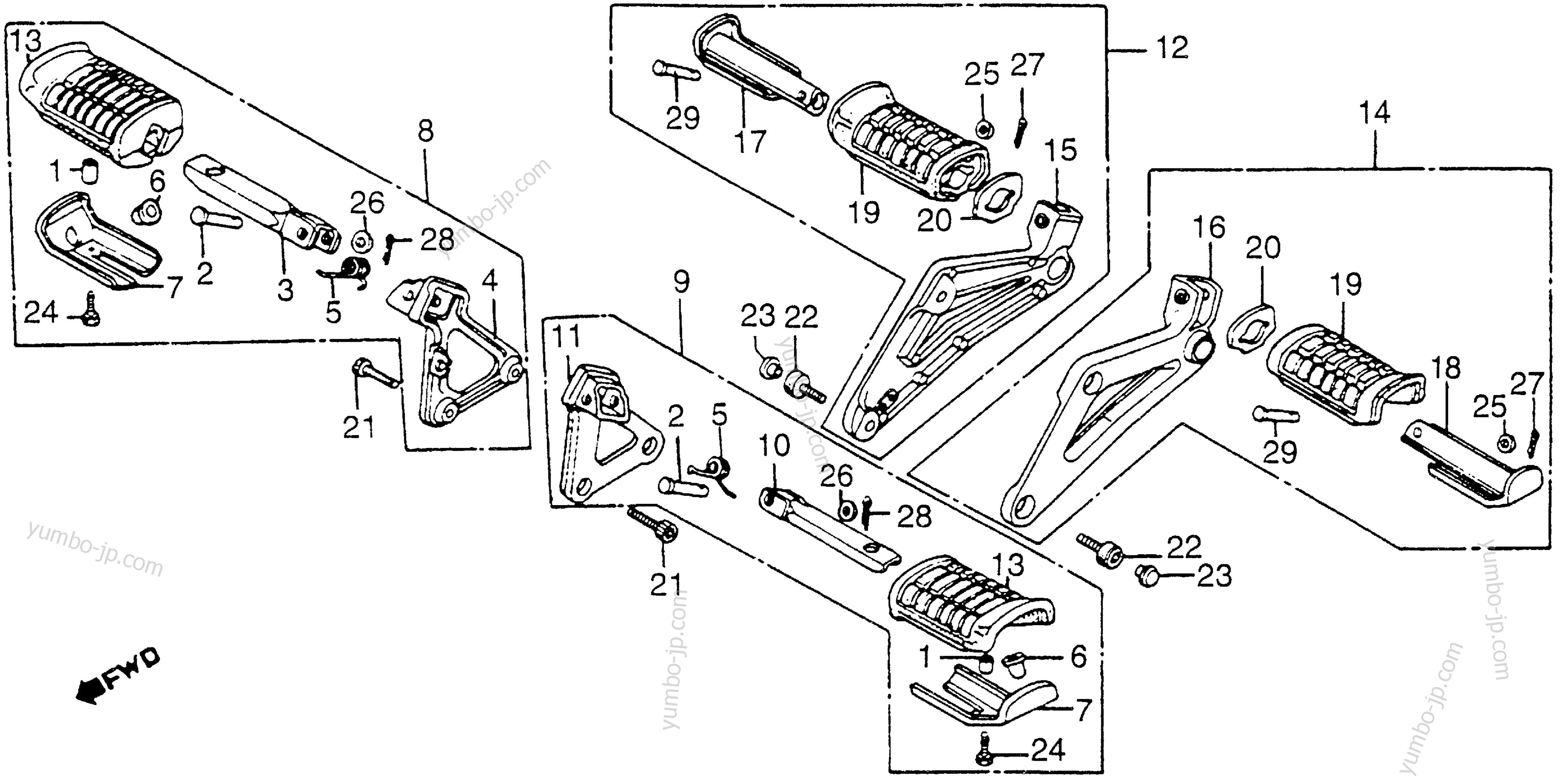 FOOTPEGS for motorcycles HONDA VF1100C A 1986 year