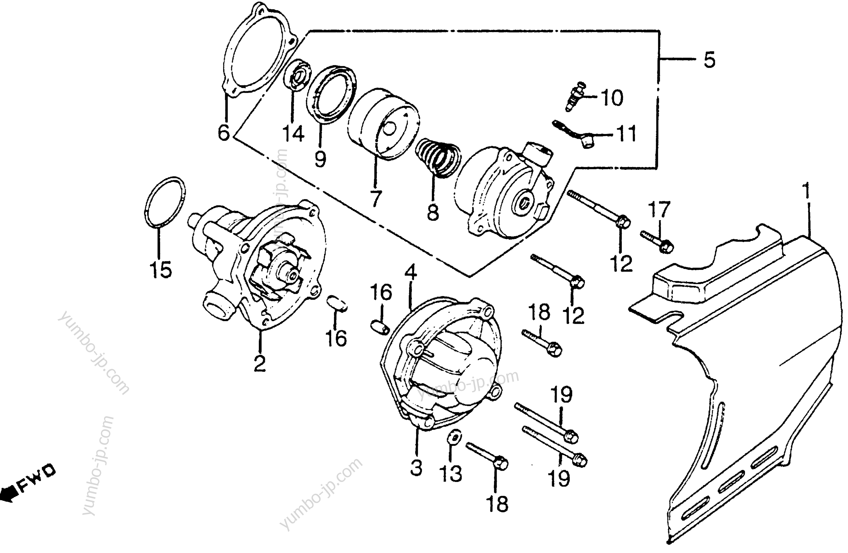 REAR COVER / WATER PUMP for motorcycles HONDA VF1100S A 1984 year