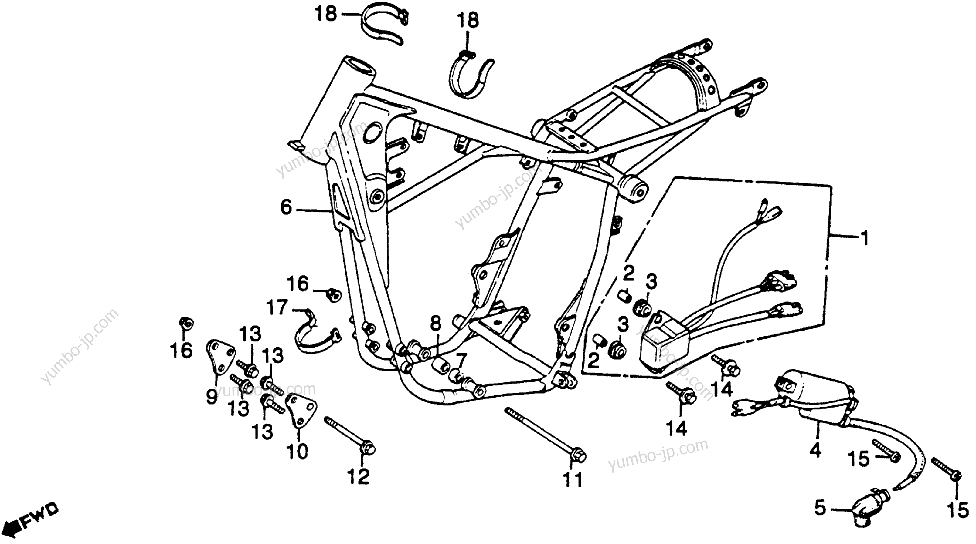 FRAME / IGNITION COIL for motorcycles HONDA CR125R A 1980 year