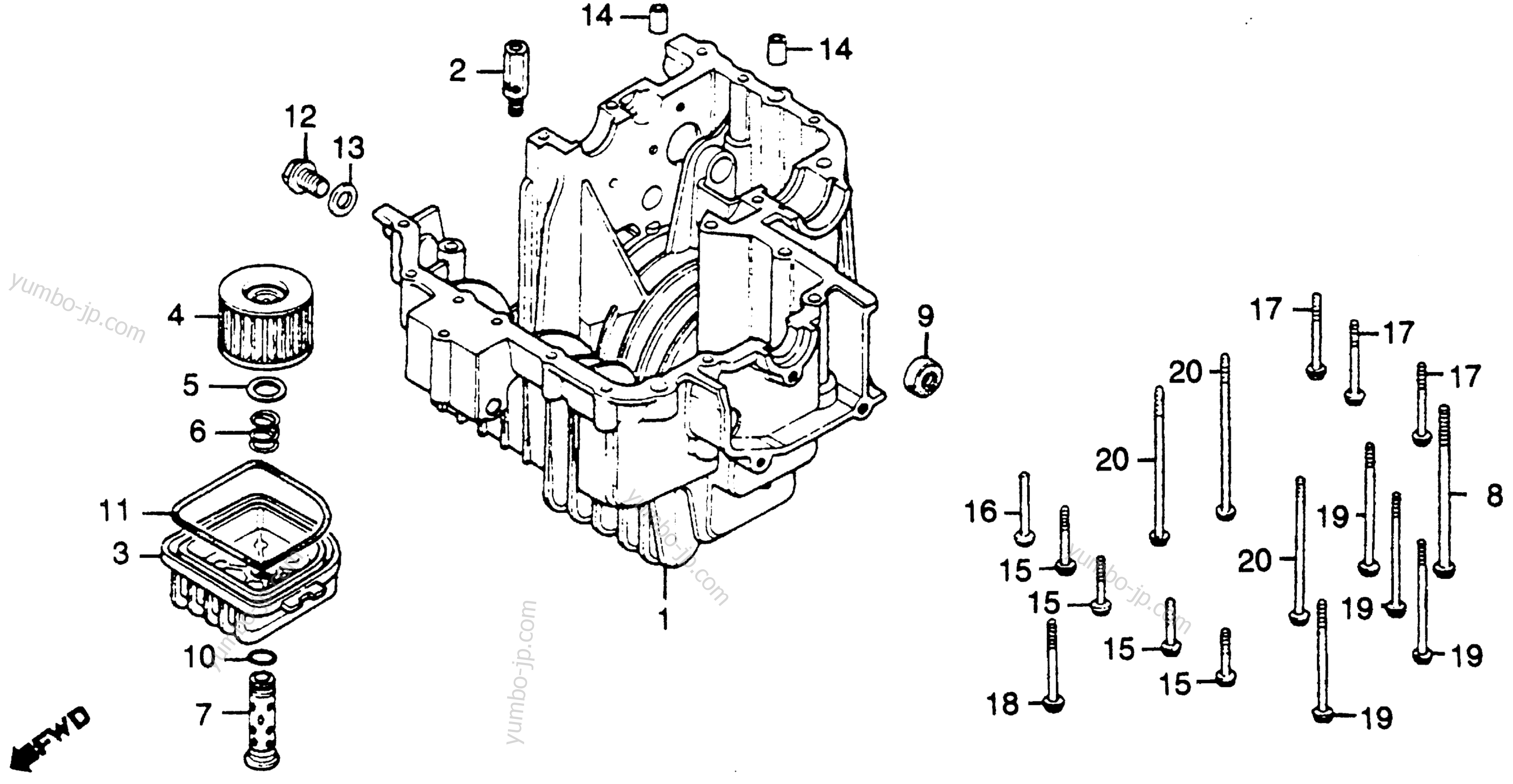 LOWER CRANKCASE for motorcycles HONDA CB400T A 1980 year