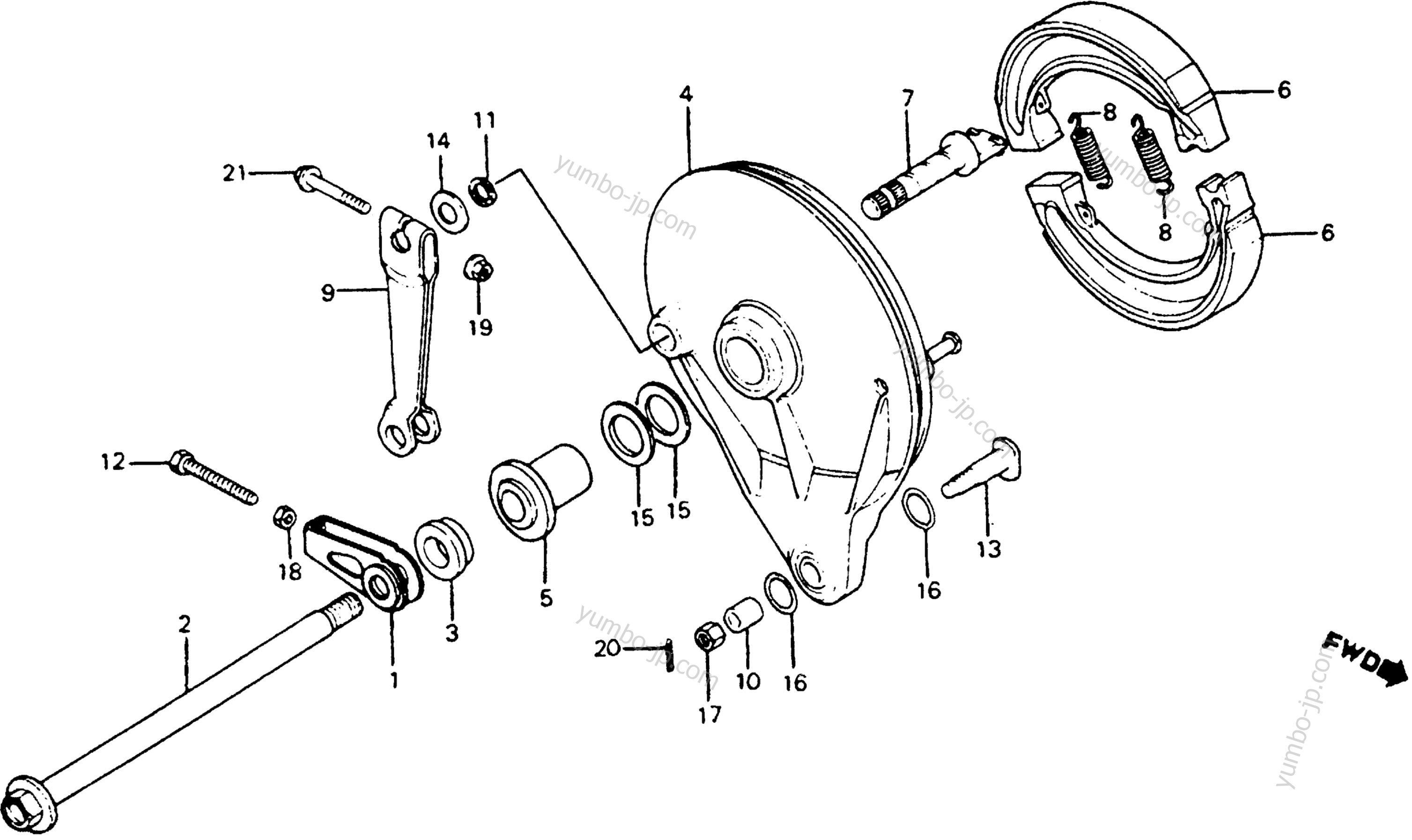 REAR BRAKE PANEL для мотоциклов HONDA CR125R A 1981 г.