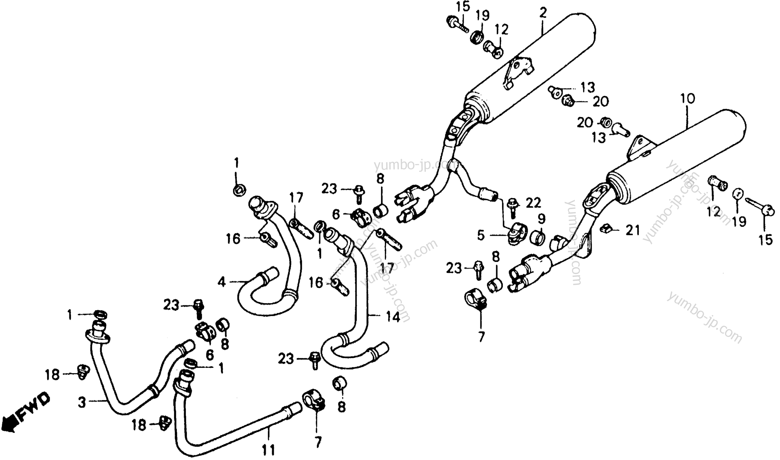 MUFFLER для мотоциклов HONDA VFR750F A 1986 г.