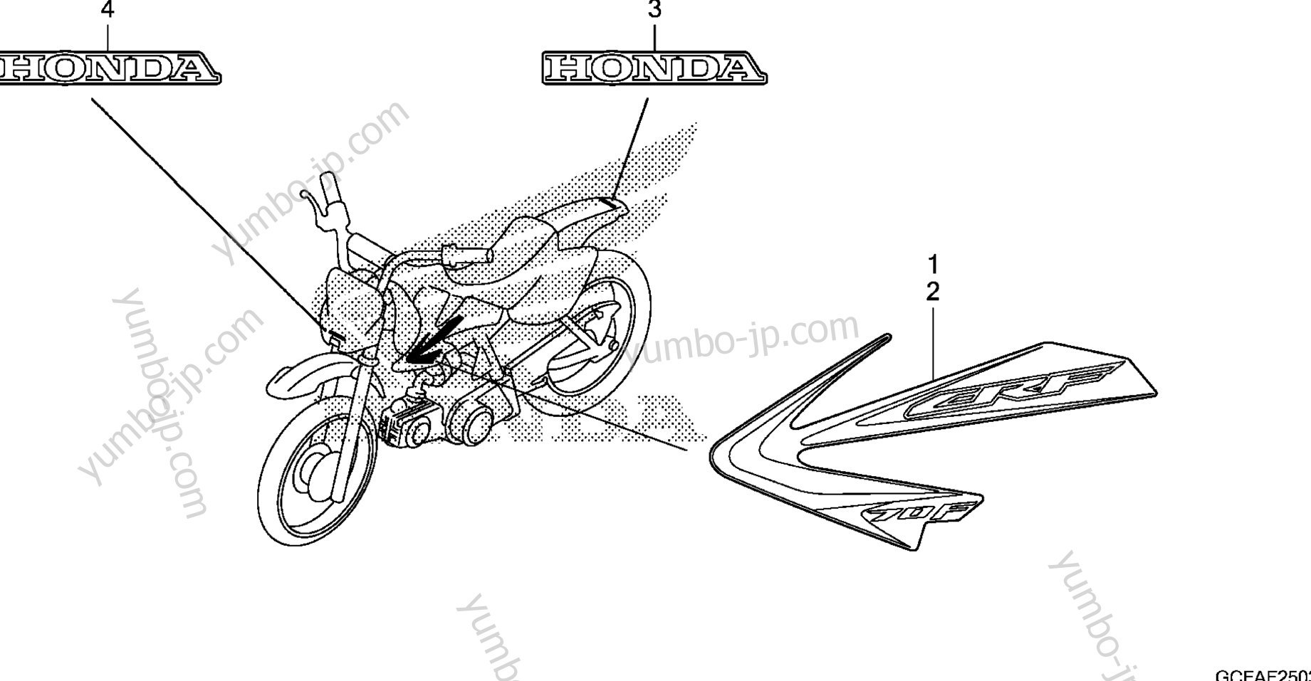 STRIPE / MARK (4) for motorcycles HONDA CRF70F AC 2012 year