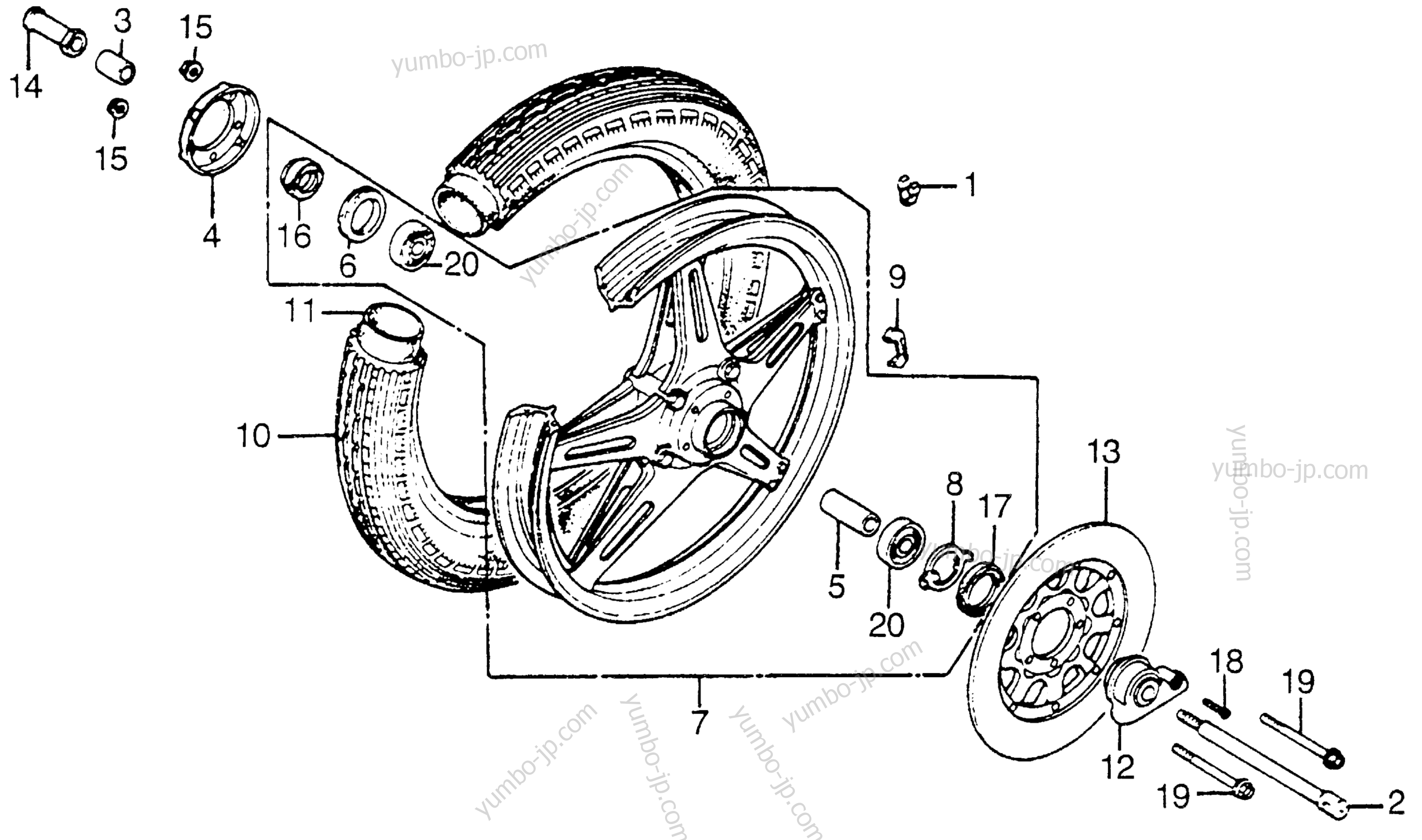 FRONT WHEEL for motorcycles HONDA CB750A A 1978 year