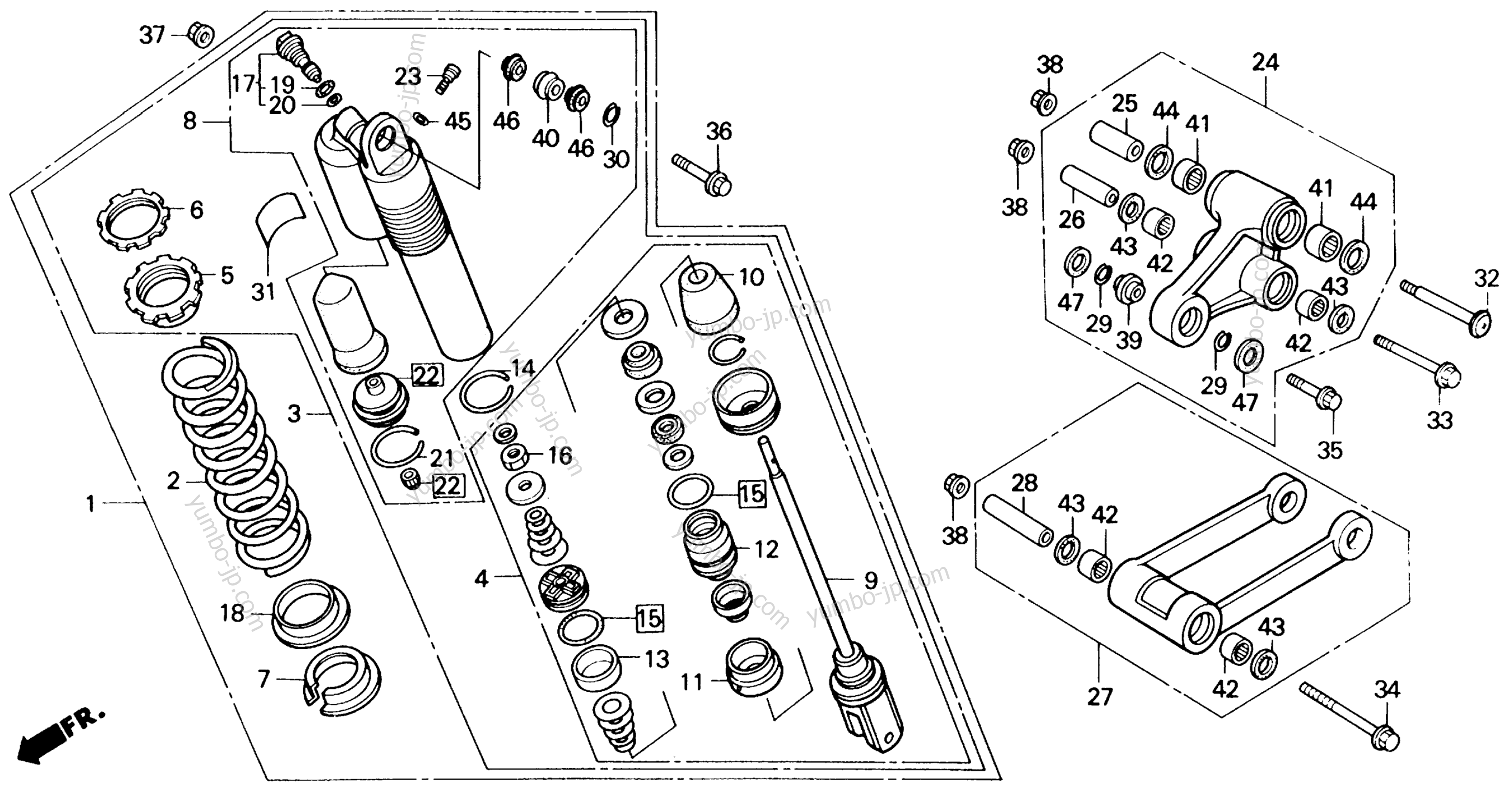 SHOCK ABSORBER for motorcycles HONDA CR125R A 1989 year