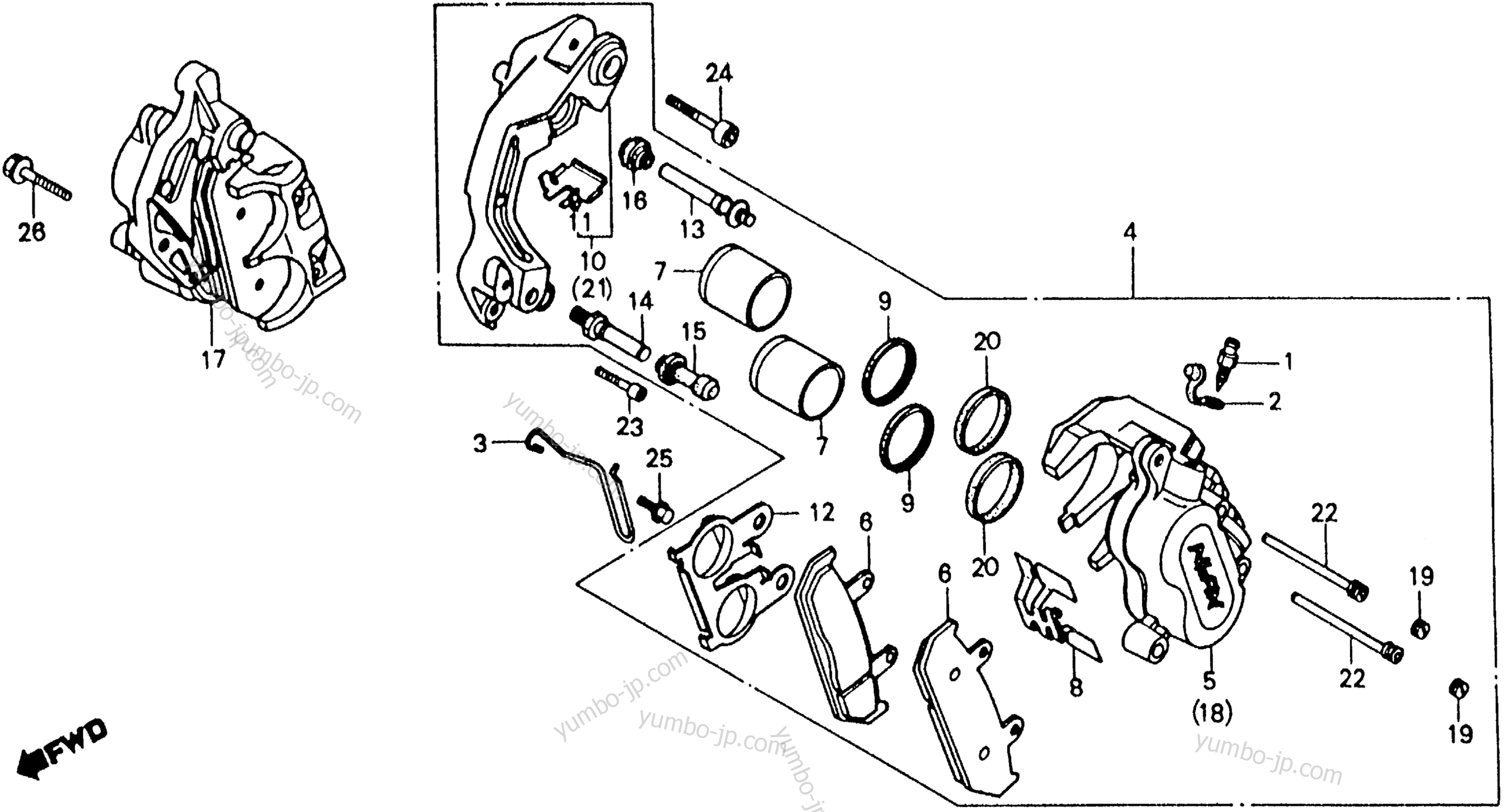 FRONT BRAKE CALIPER for motorcycles HONDA VFR750F A 1986 year