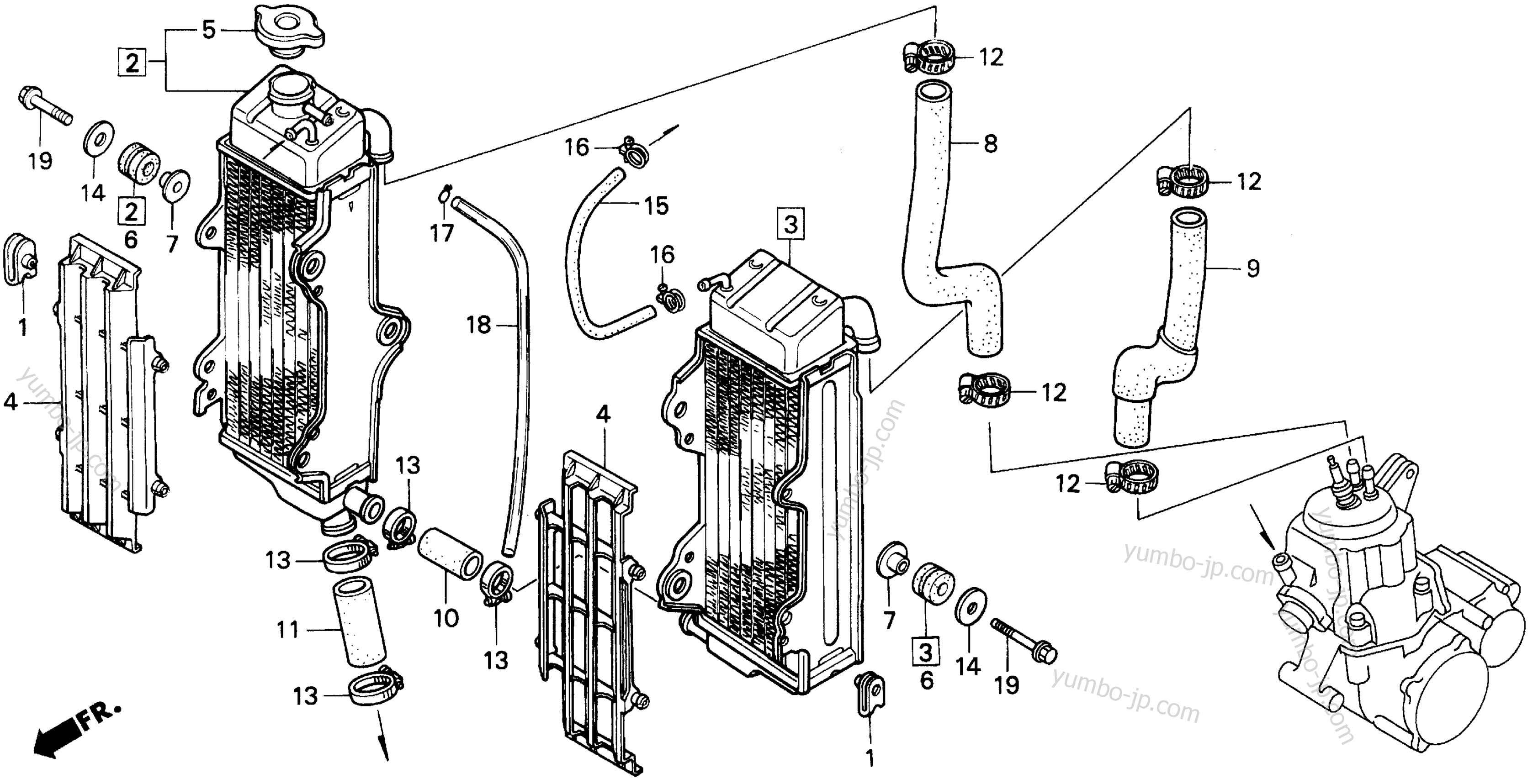 RADIATOR for motorcycles HONDA CR500R A 1990 year