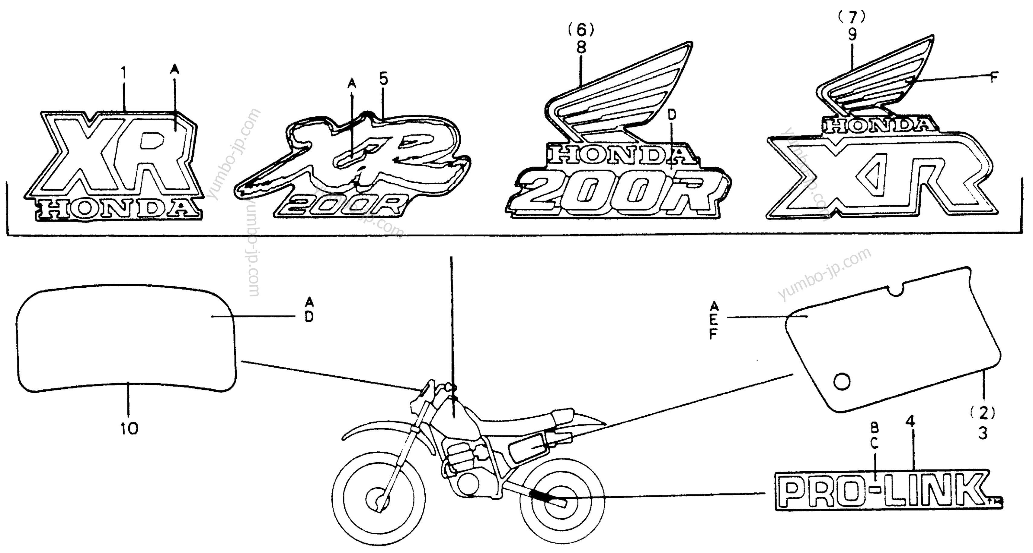 MARK для мотоциклов HONDA XR200R A 1990 г.