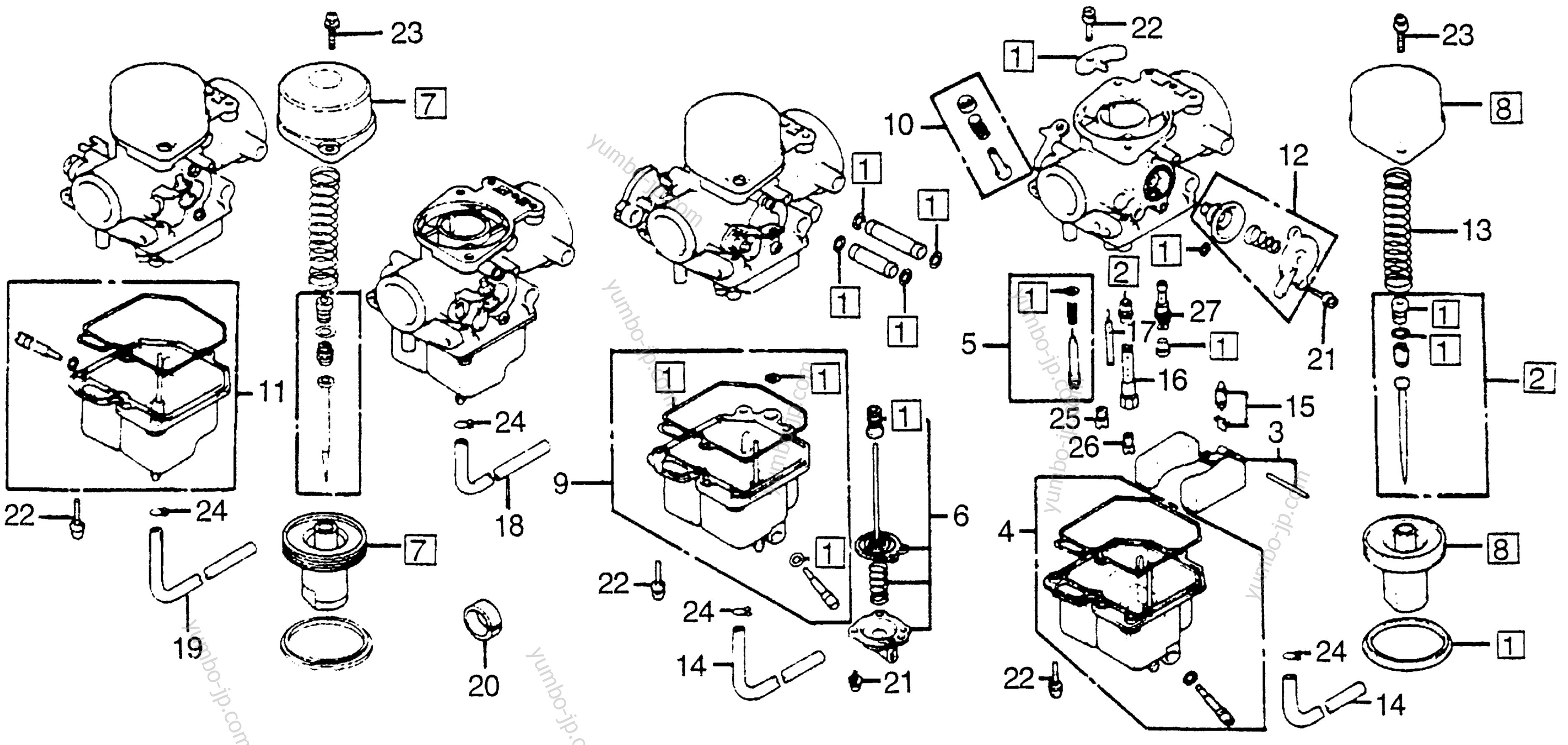CARBURETOR CONPONENT for motorcycles HONDA CB900F A 1982 year