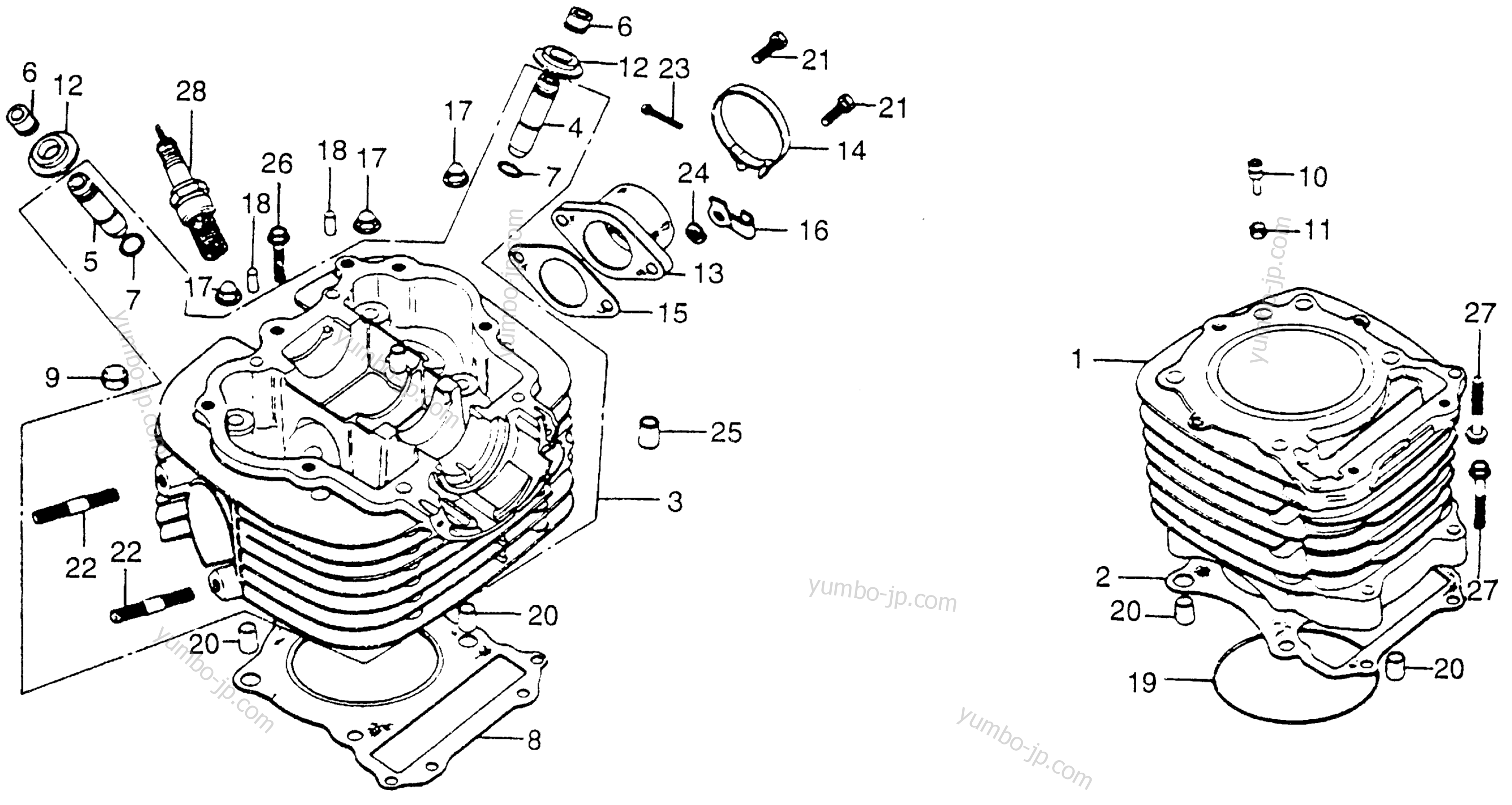CYLINDER HEAD / CYLINDER for motorcycles HONDA XL175 A 1978 year