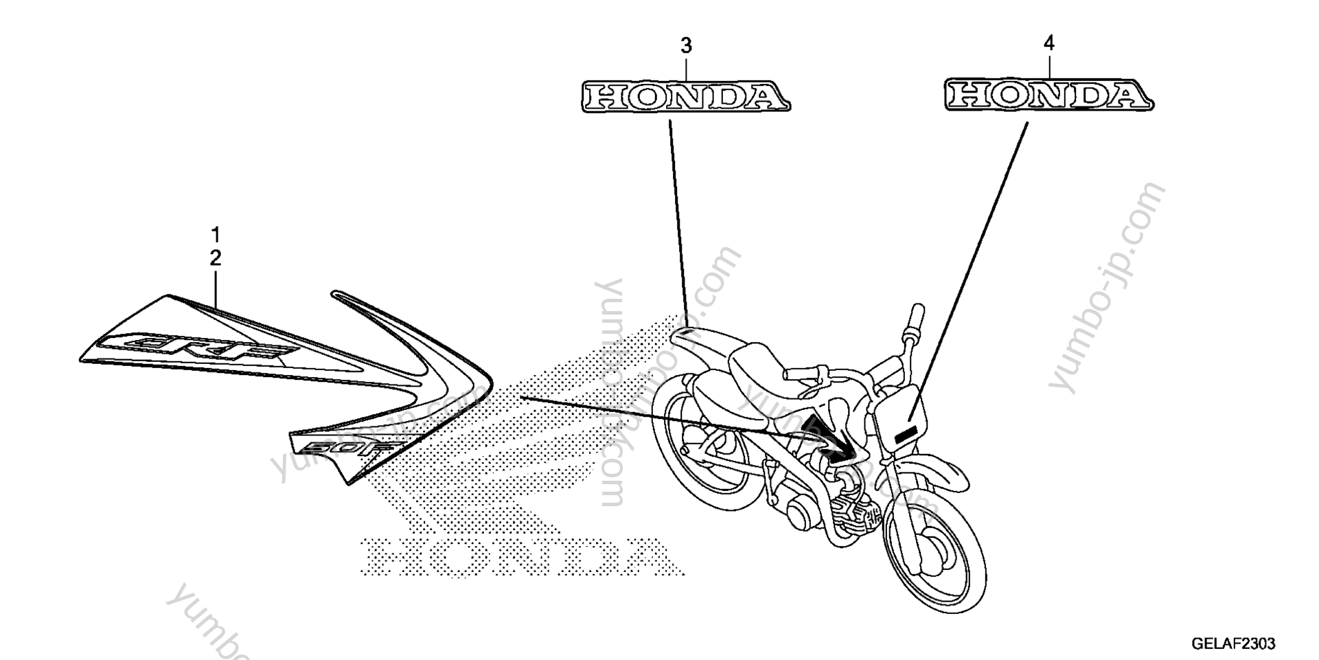 STRIPE / MARK (4) для мотоциклов HONDA CRF50F AC 2012 г.