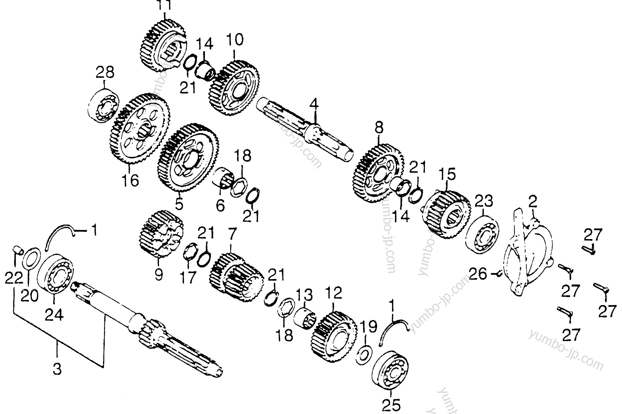 TRANSMISSION for motorcycles HONDA CB750F A 1977 year