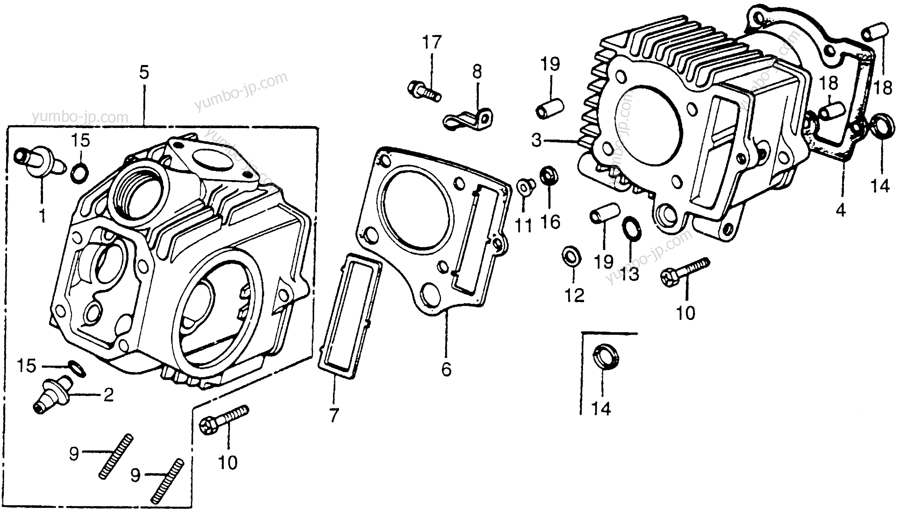 CYLINDER HEAD / CYLINDER for motorcycles HONDA CT70 A 1980 year