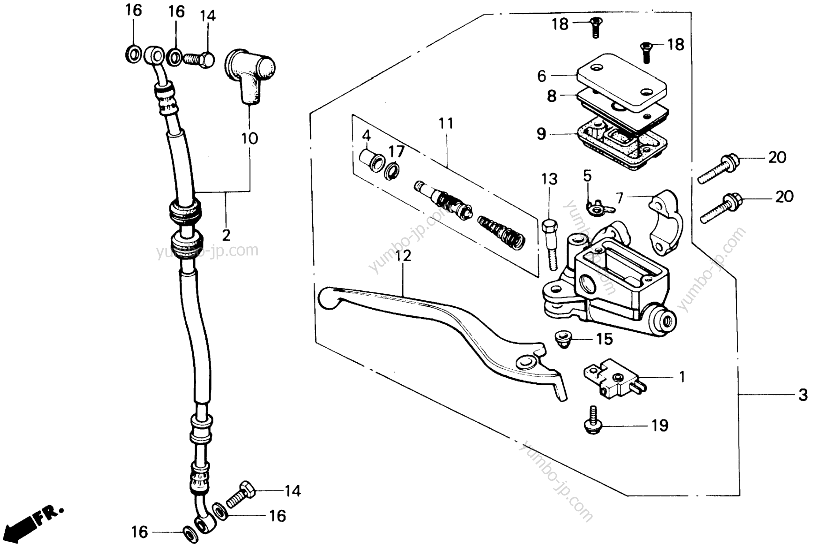 FRONT BRAKE MASTER CYLINDER for motorcycles HONDA CMX450C A 1987 year