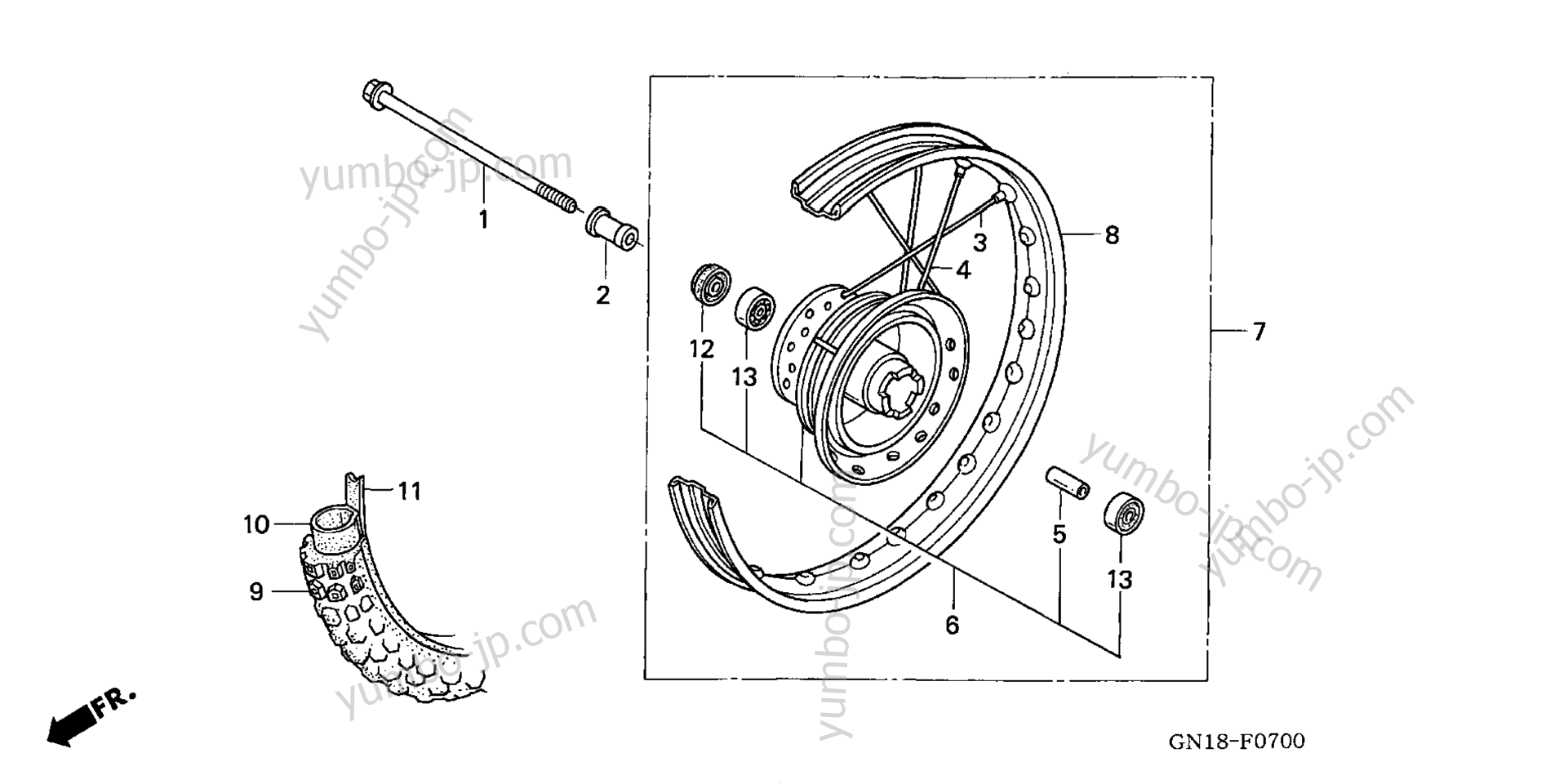 FRONT WHEEL for motorcycles HONDA XR80R A 2003 year