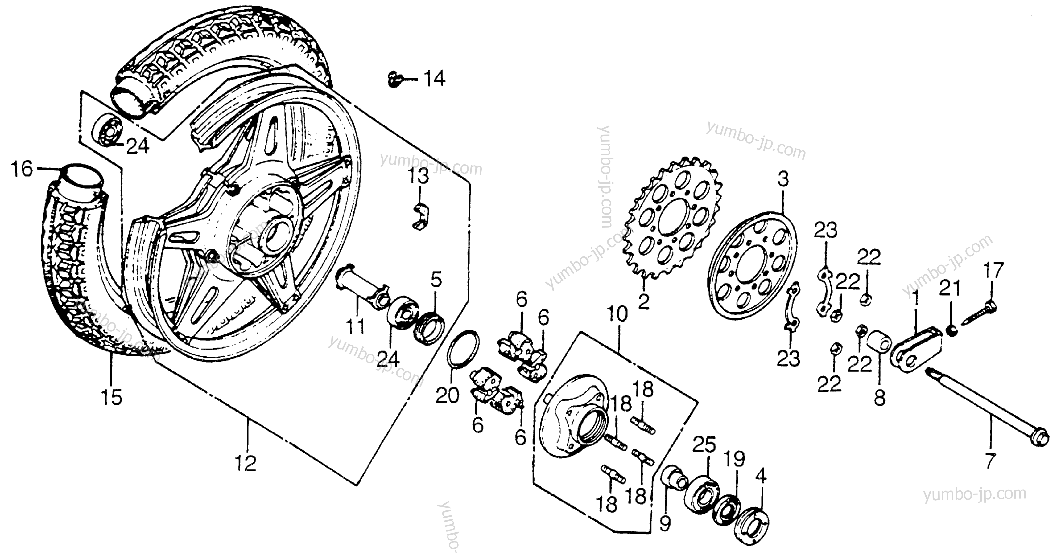 REAR WHEEL for motorcycles HONDA CB750A A 1978 year