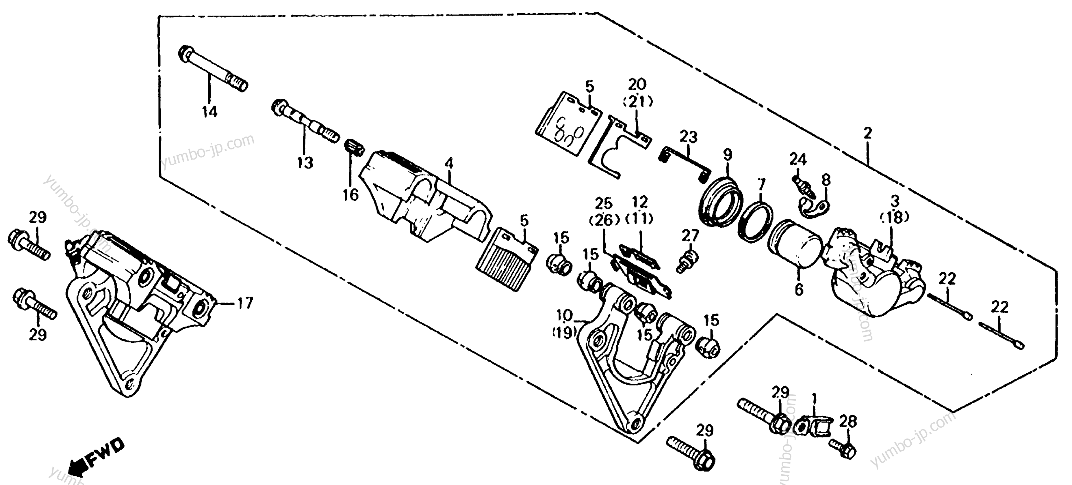 FRONT BRAKE CALIPER для мотоциклов HONDA CB650C A 1981 г.