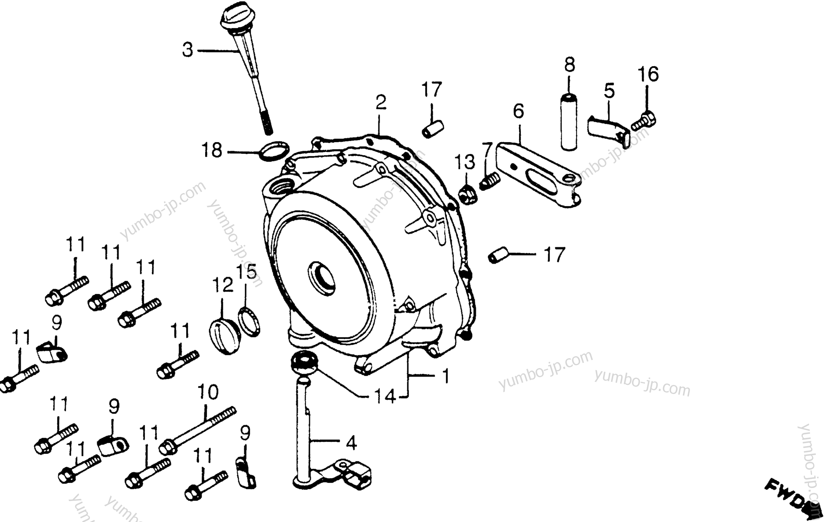 RIGHT CRANKCASE COVER for motorcycles HONDA CB650 A 1979 year