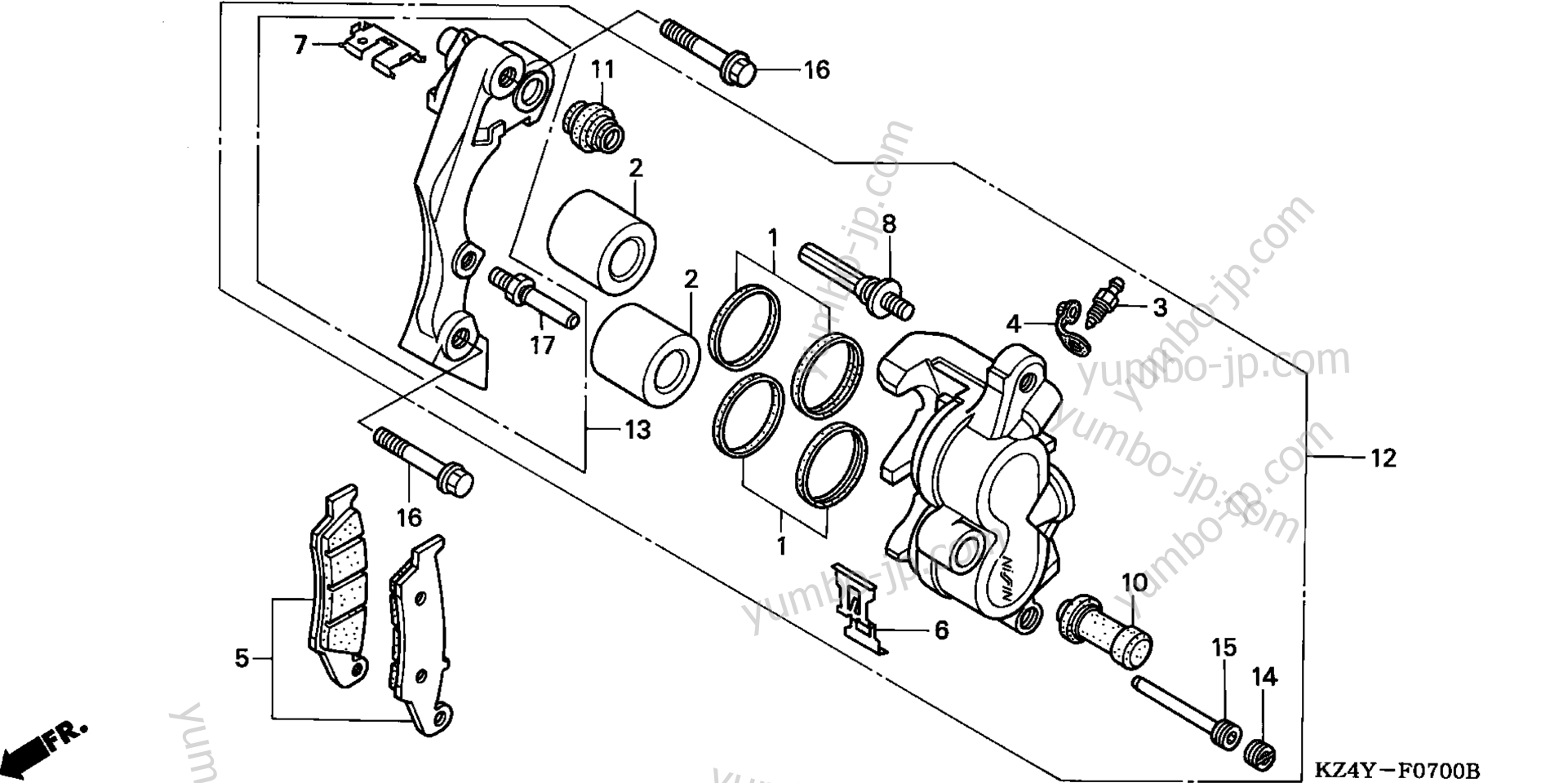 FRONT BRAKE CALIPER для мотоциклов HONDA CR125R A 2000 г.