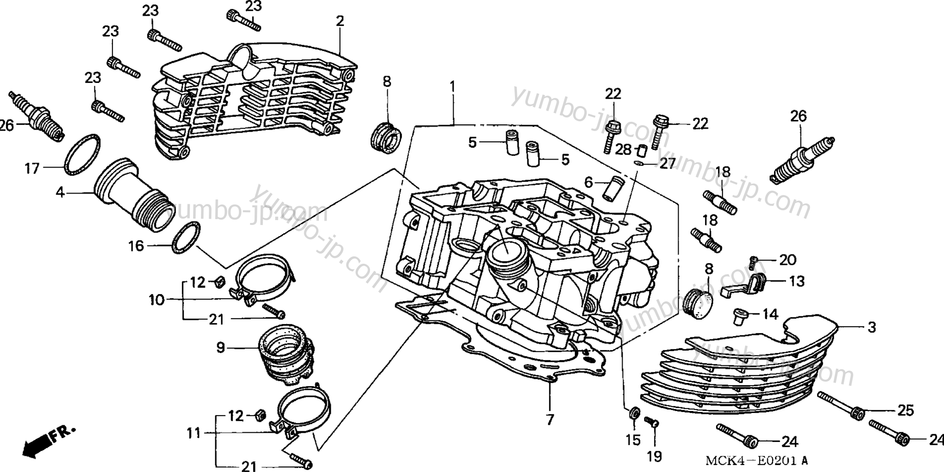 CYLINDER HEAD (RR.) for motorcycles HONDA VT1100C2 A 2003 year