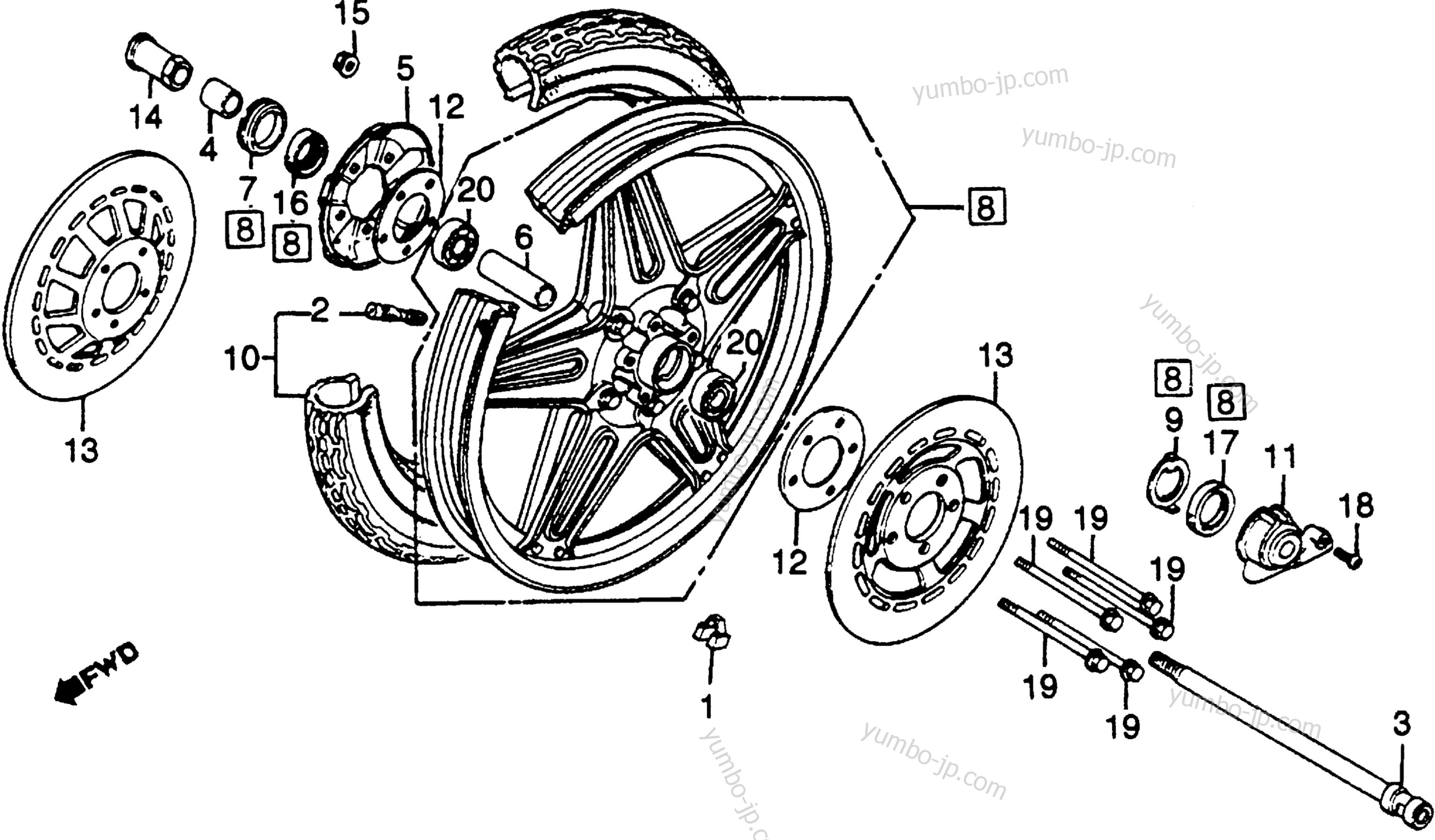 FRONT WHEEL / DISC for motorcycles HONDA GL500I A 1981 year