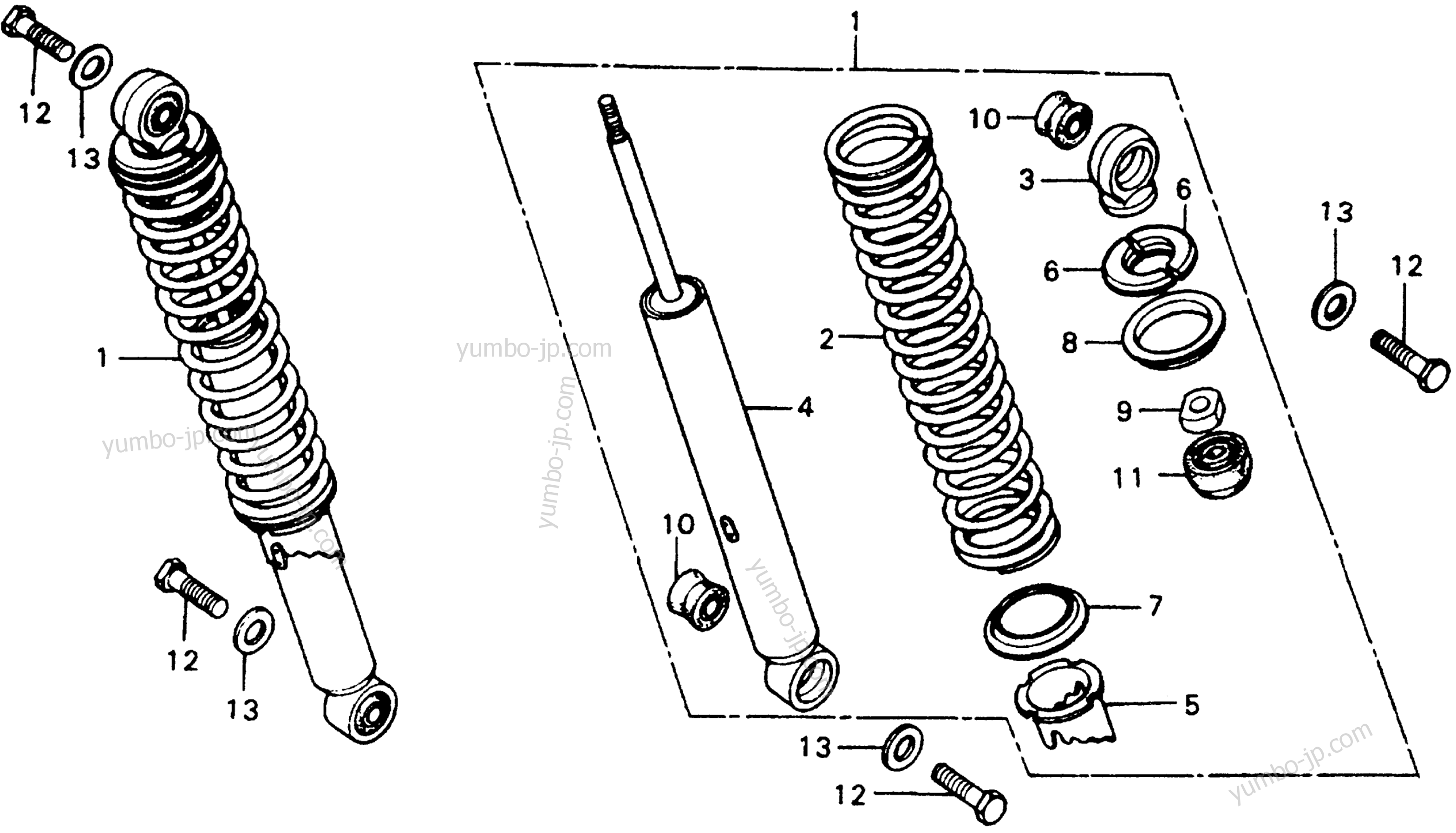 REAR SHOCK ABSORBER for motorcycles HONDA XL100 A 1978 year