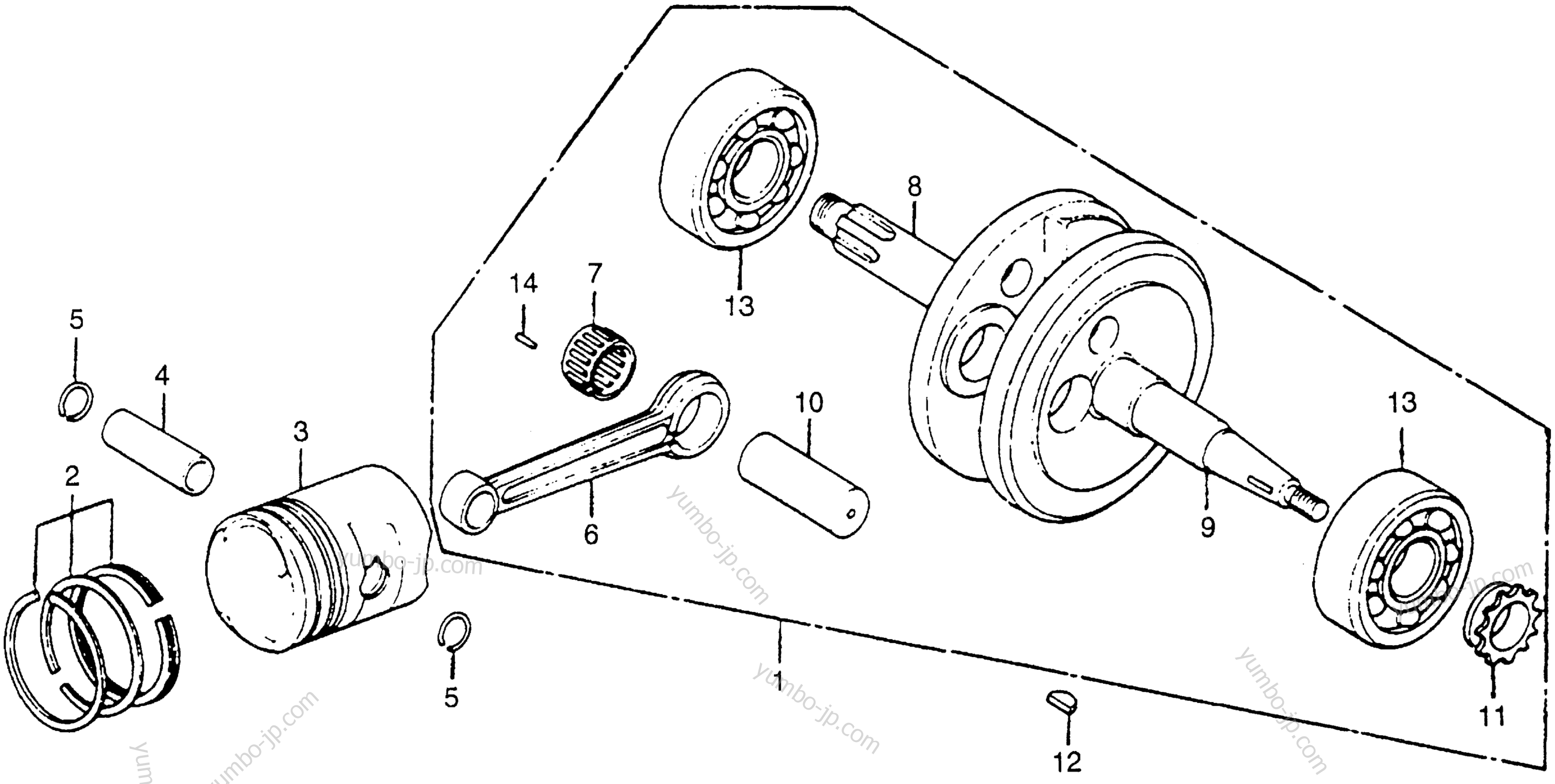 CRANKSHAFT / PISTON для мотоциклов HONDA CT70 A 1981 г.