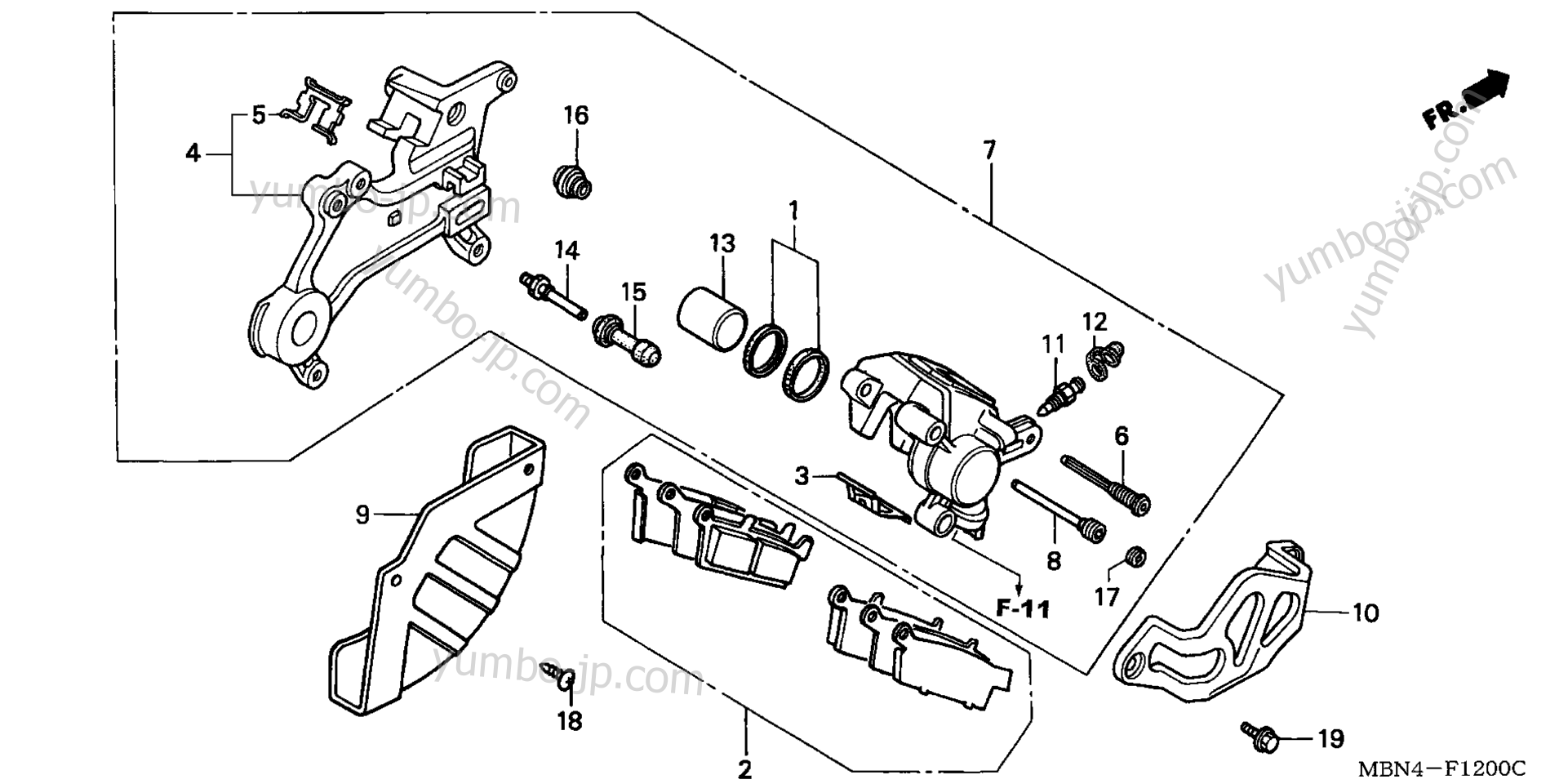 REAR BRAKE CALIPER для мотоциклов HONDA XR650R A 2006 г.