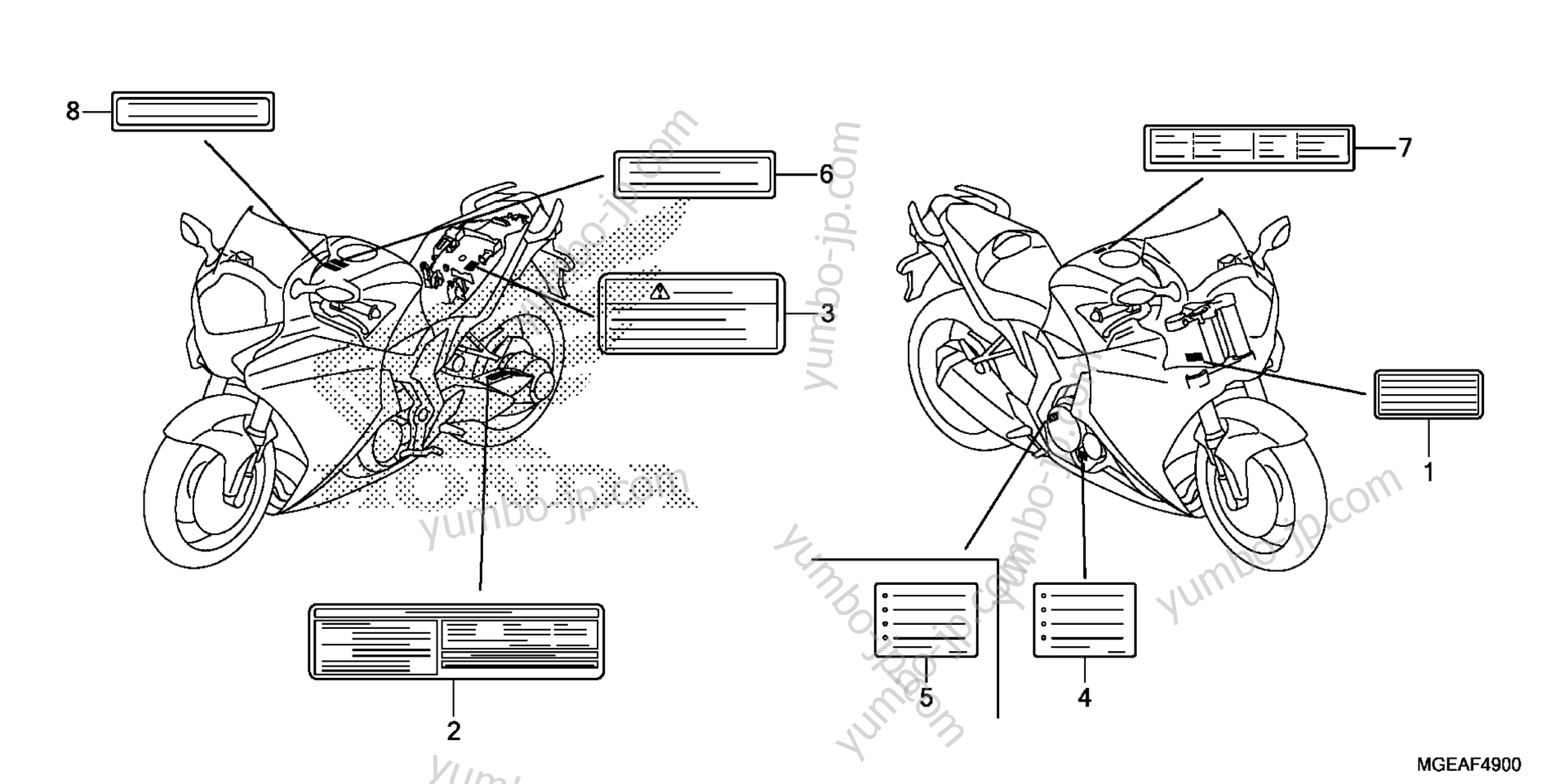 CAUTION LABEL для мотоциклов HONDA VFR1200F AC 2014 г.