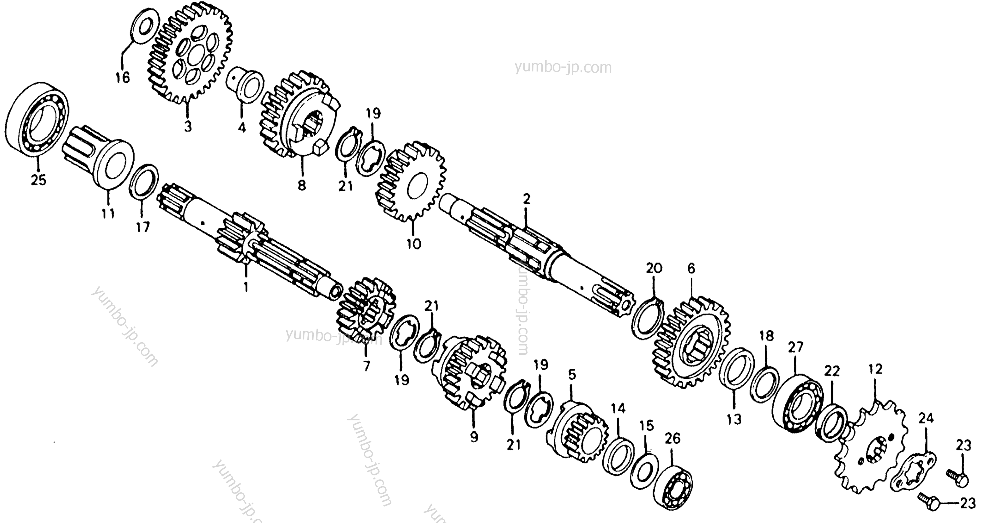 TRANSMISSION for motorcycles HONDA CM185T A 1979 year