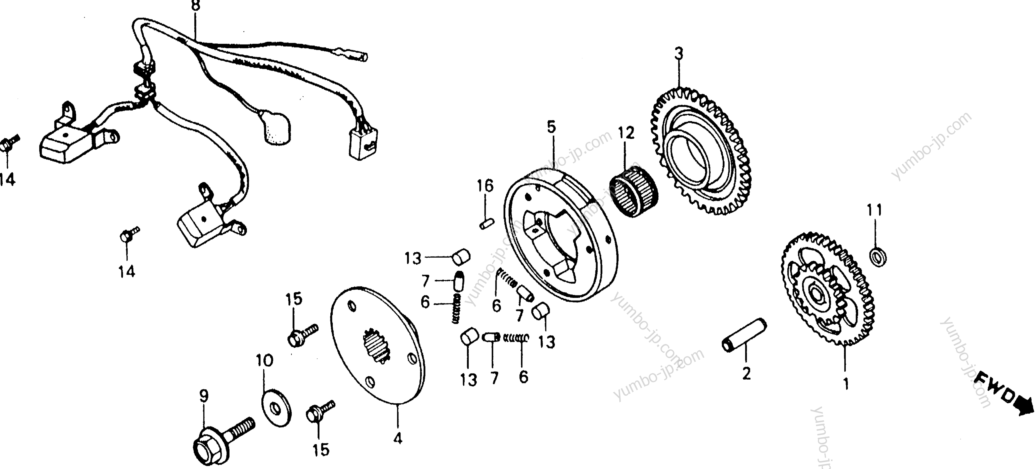 PULSE GENERATOR / STARTER CLUTCH for motorcycles HONDA VFR750F AC 1986 year