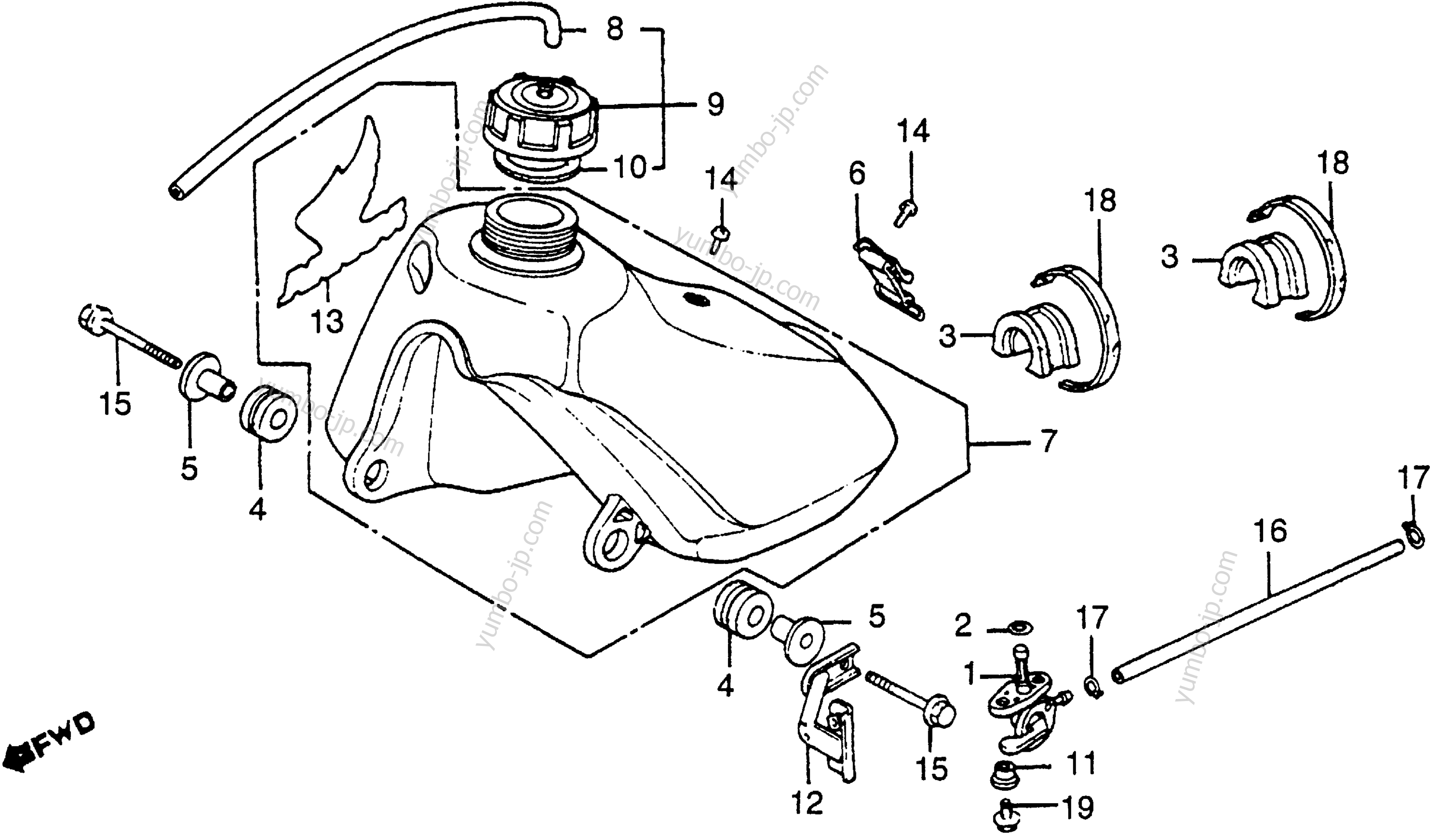 Топливный бак для мотоциклов HONDA CR80R A 1984 г.