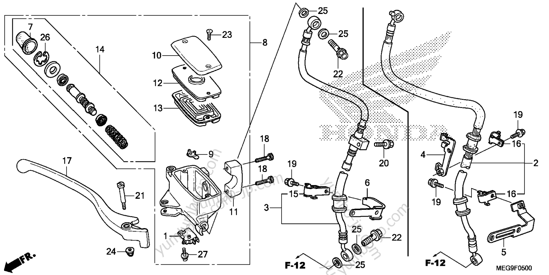 FRONT BRAKE MASTER CYLINDER (1) for motorcycles HONDA VT750C2B A 2011 year