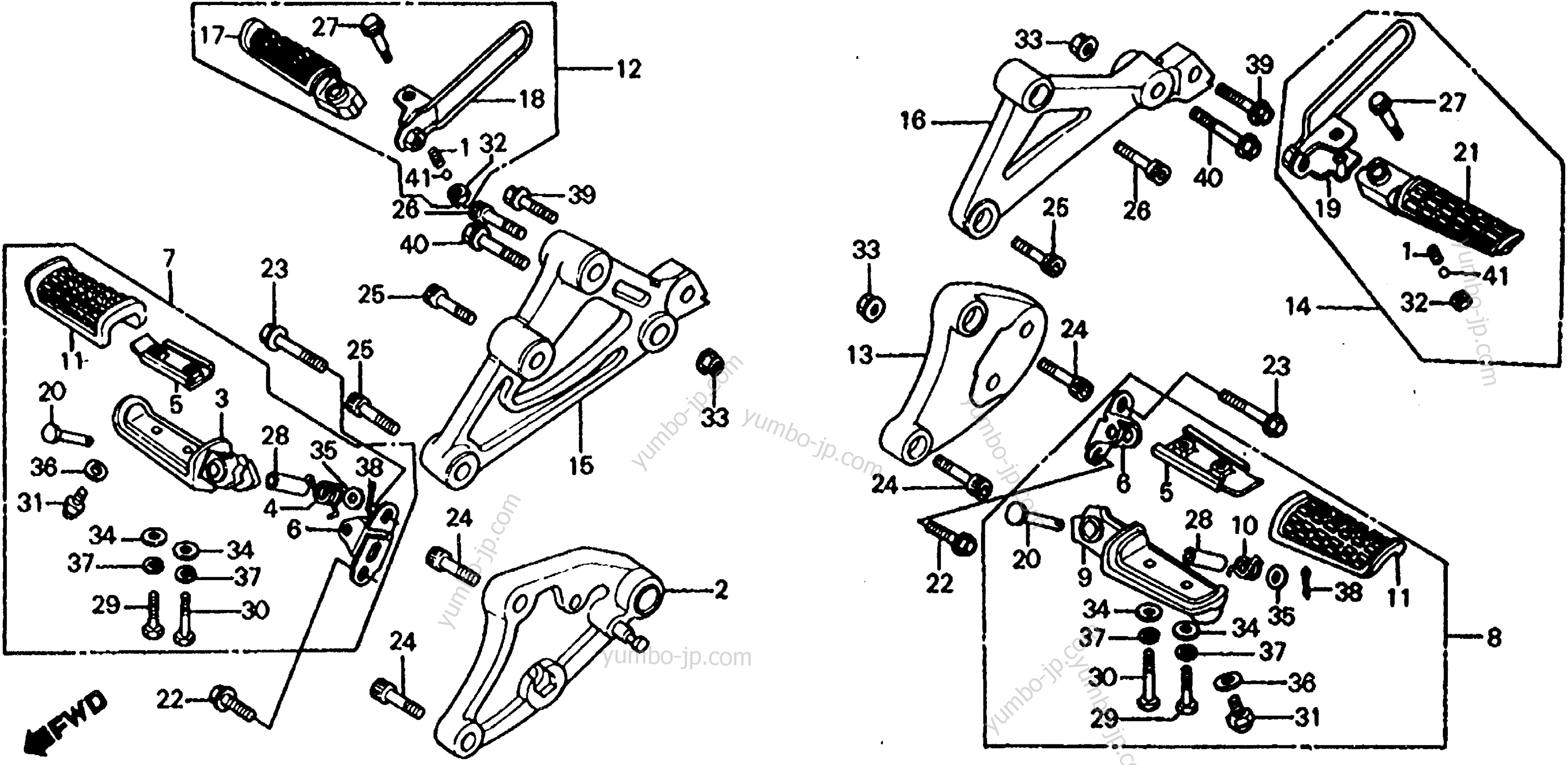 FOOTPEGS for motorcycles HONDA CX650T A 1983 year