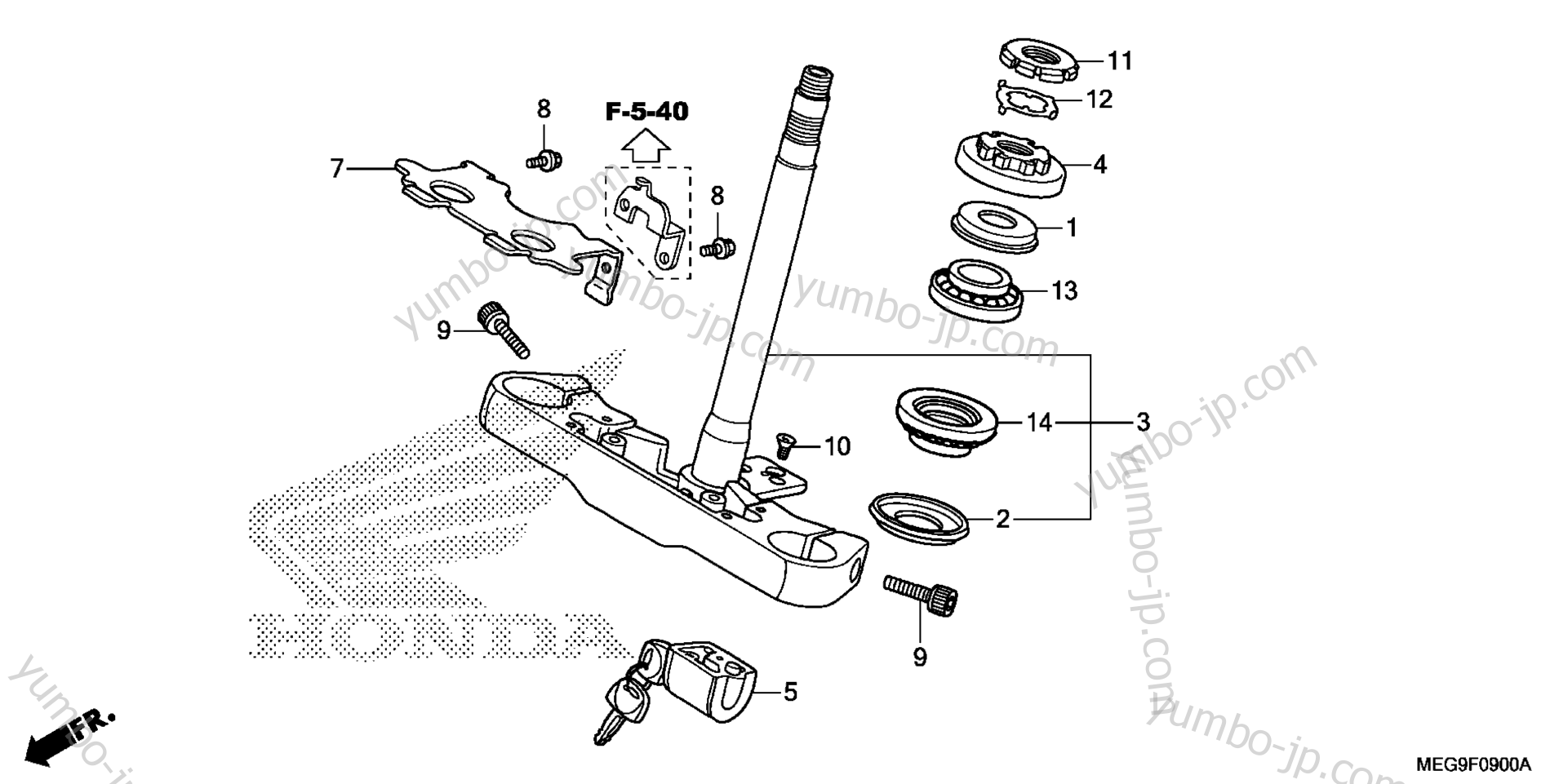 STEERING STEM (1) for motorcycles HONDA VT750C A 2011 year