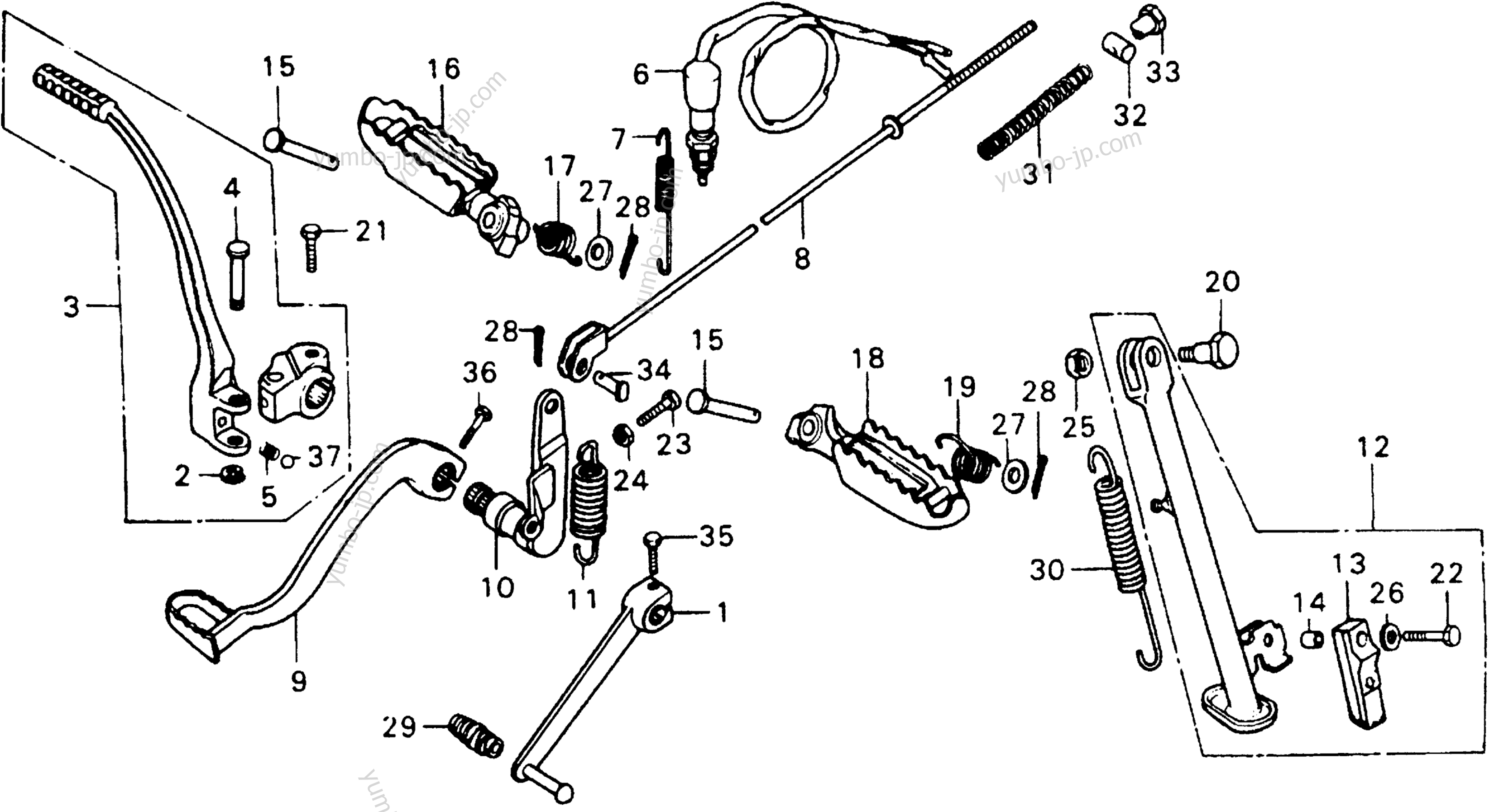 CHANGE & BRAKE PEDALS / STEP для мотоциклов HONDA XL100 A 1977 г.