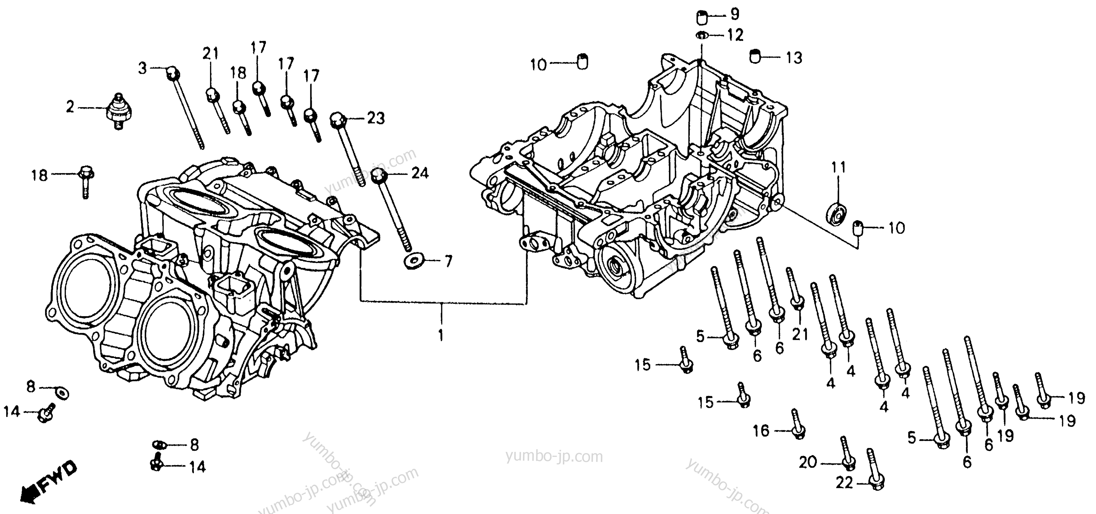 CRANKCASE SET для мотоциклов HONDA VFR750F A 1986 г.