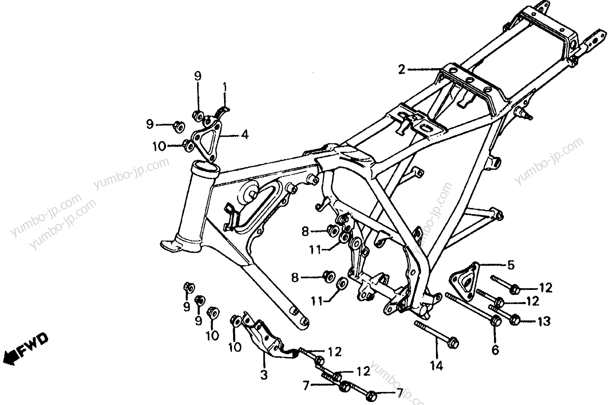 FRAME for motorcycles HONDA FT500 A 1983 year