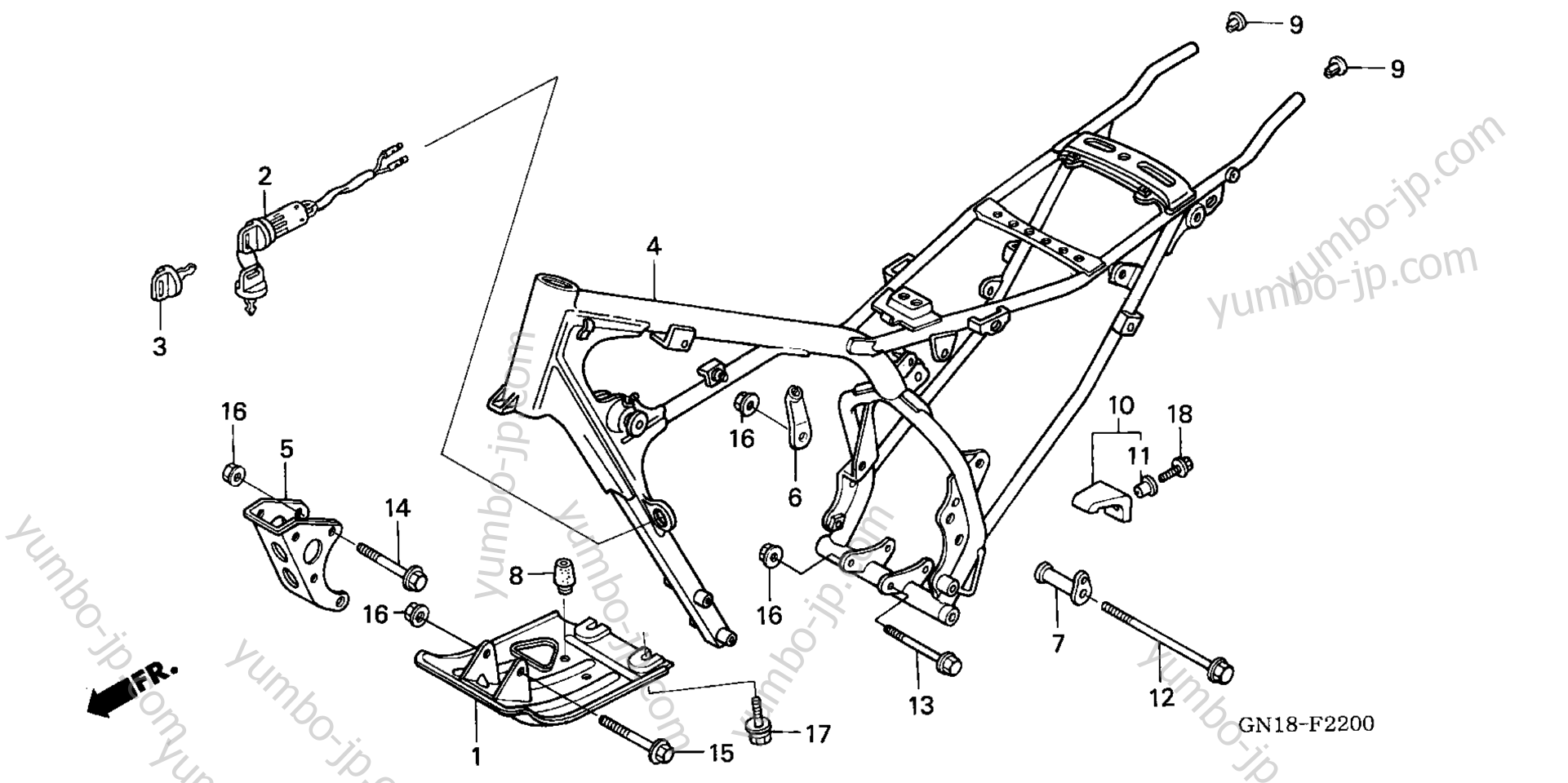 FRAME для мотоциклов HONDA XR80R A 2003 г.